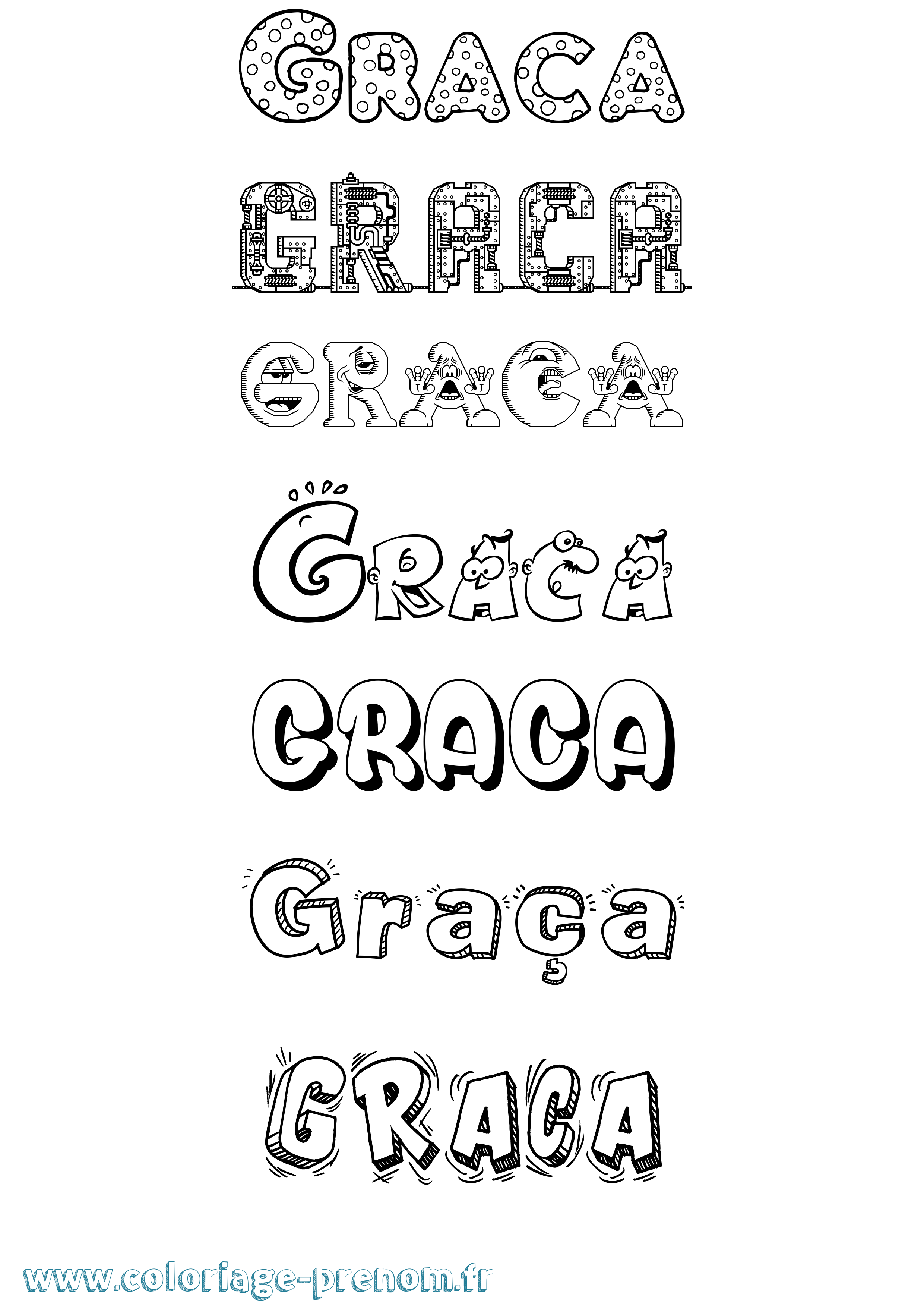 Coloriage Graça Fun Coloriage prénom Graça Fun
