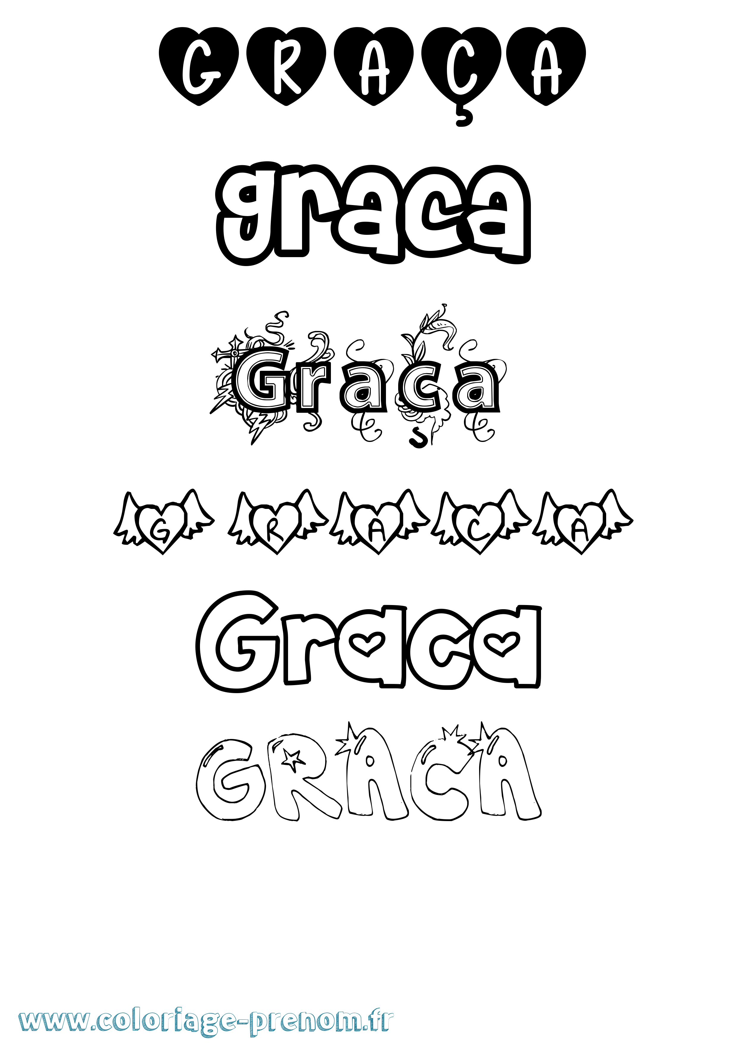 Coloriage Graça Girly Coloriage prénom Graça Girly