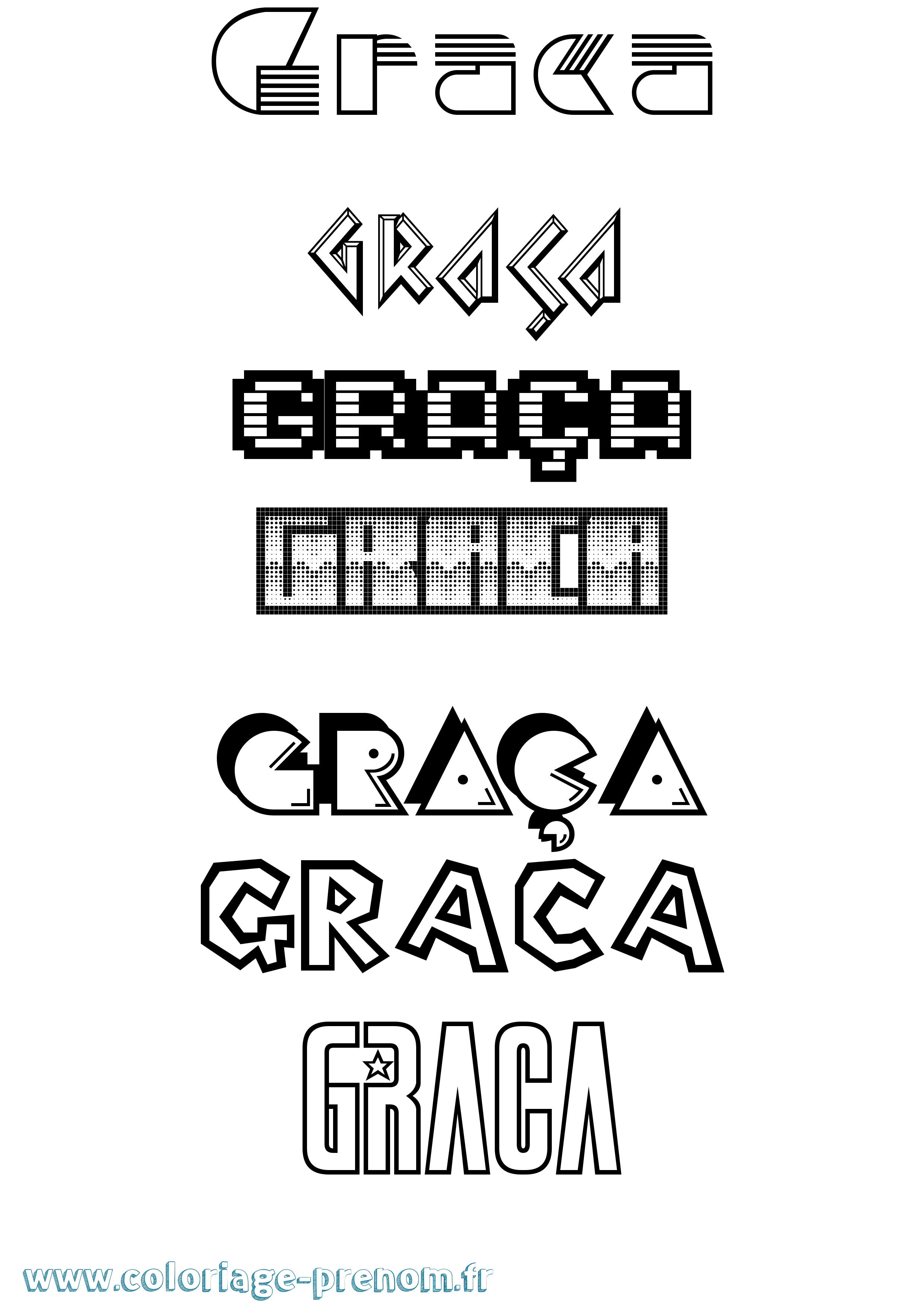 Coloriage Graça Jeux Vidéos Coloriage prénom Graça Jeux Vidéos