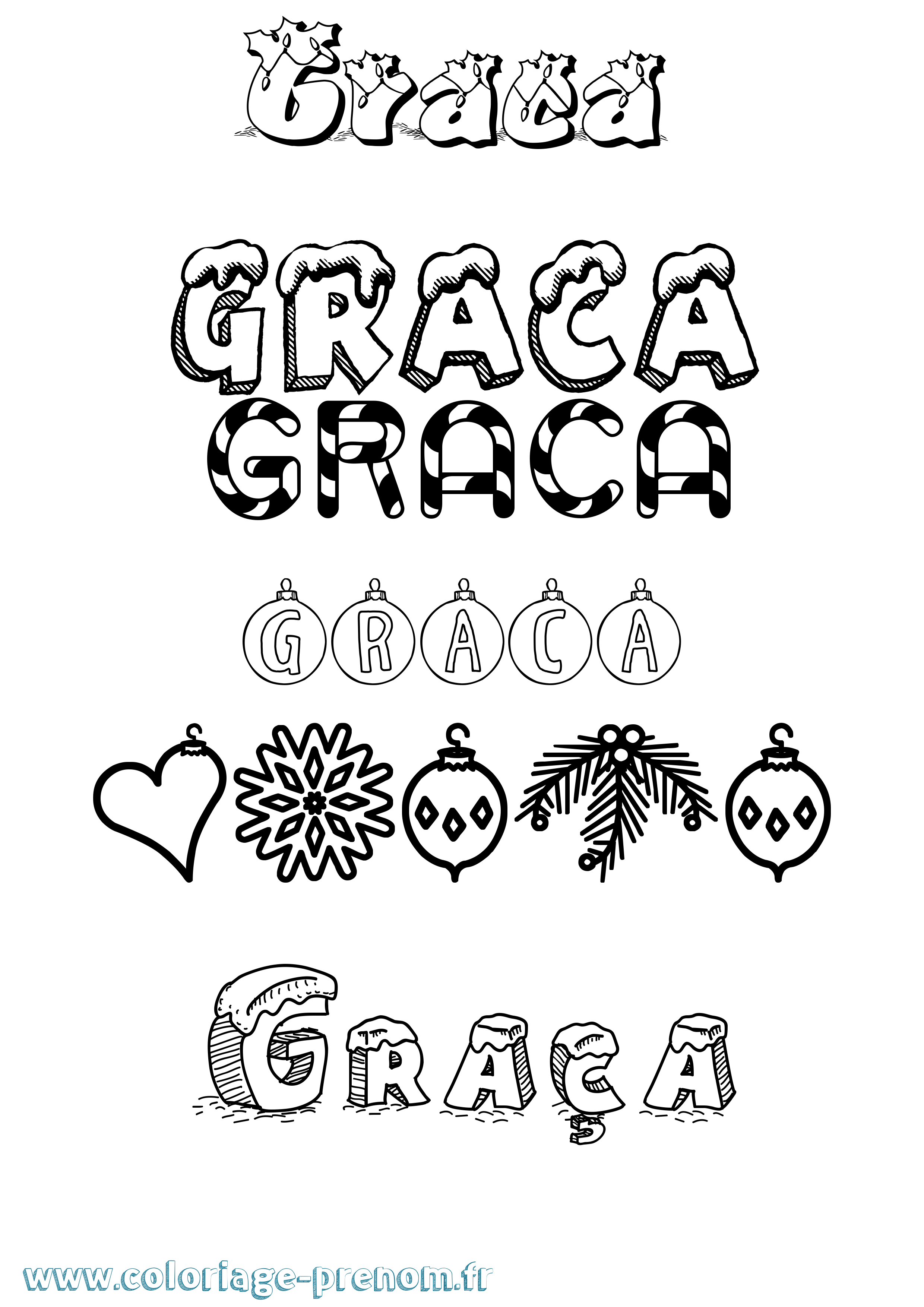 Coloriage Graça Noël Coloriage prénom Graça Noël