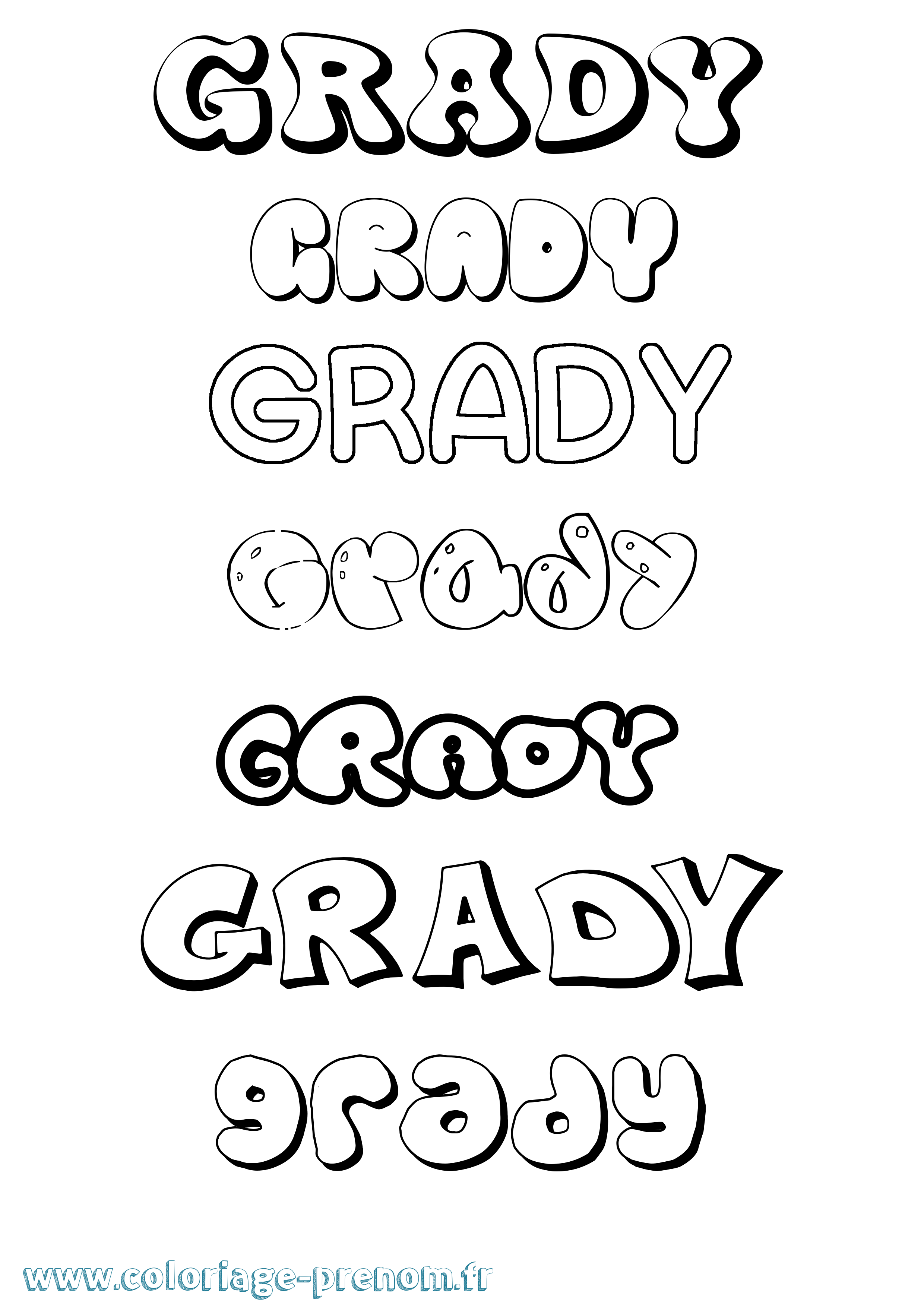Coloriage Grady Bubble Coloriage prénom Grady Bubble