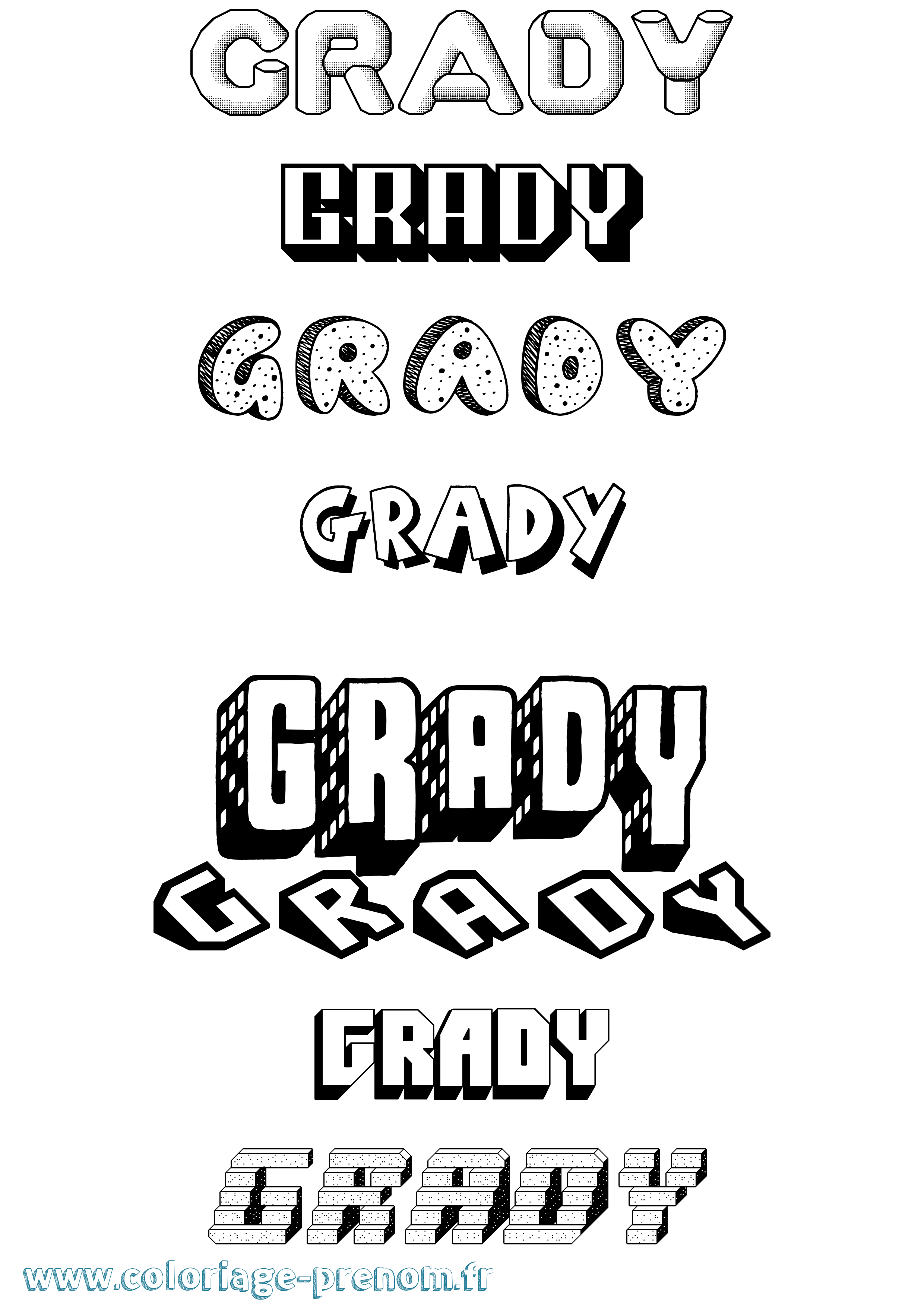 Coloriage Grady Effet 3D Coloriage prénom Grady Effet 3D