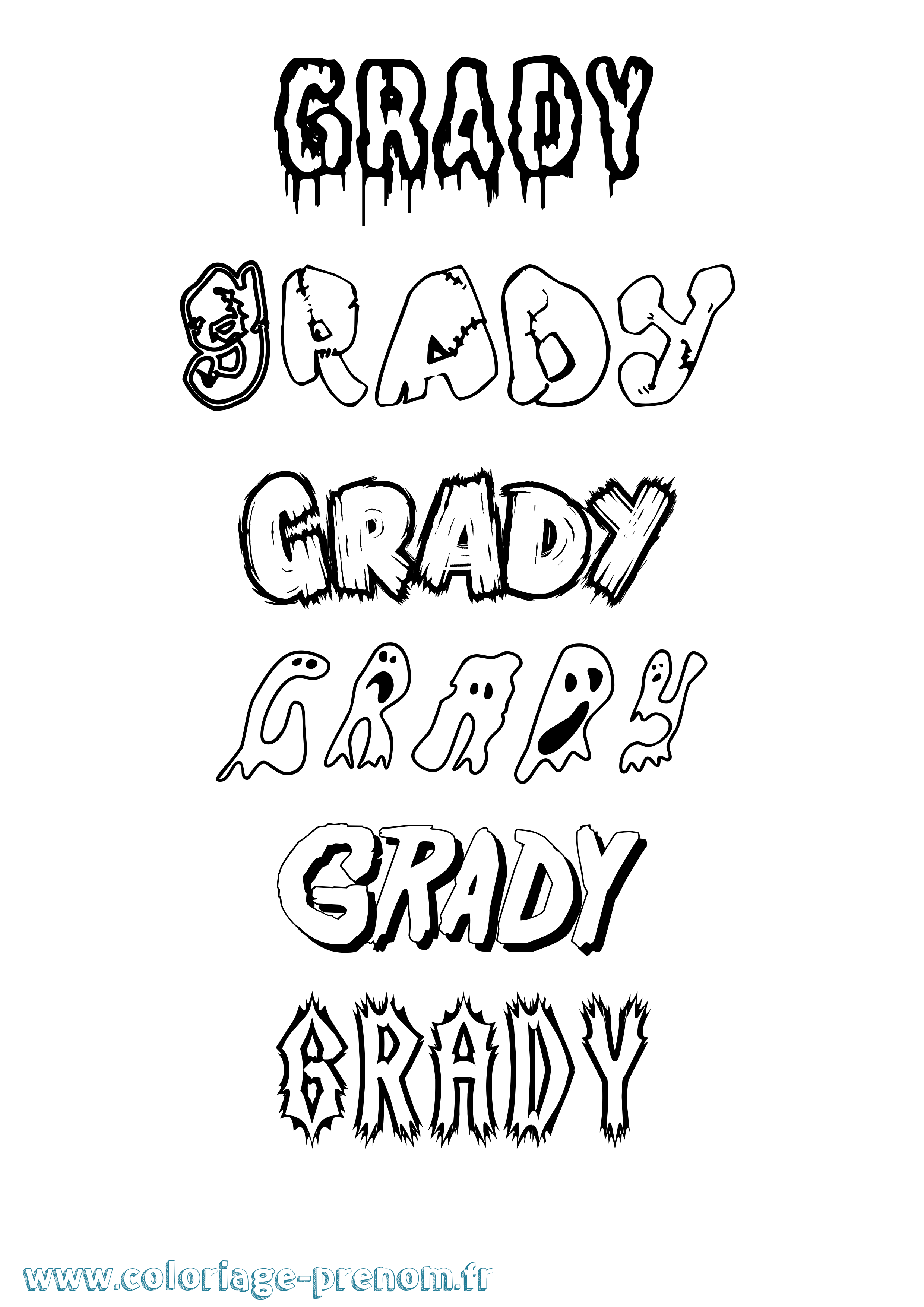 Coloriage Grady Frisson Coloriage prénom Grady Frisson