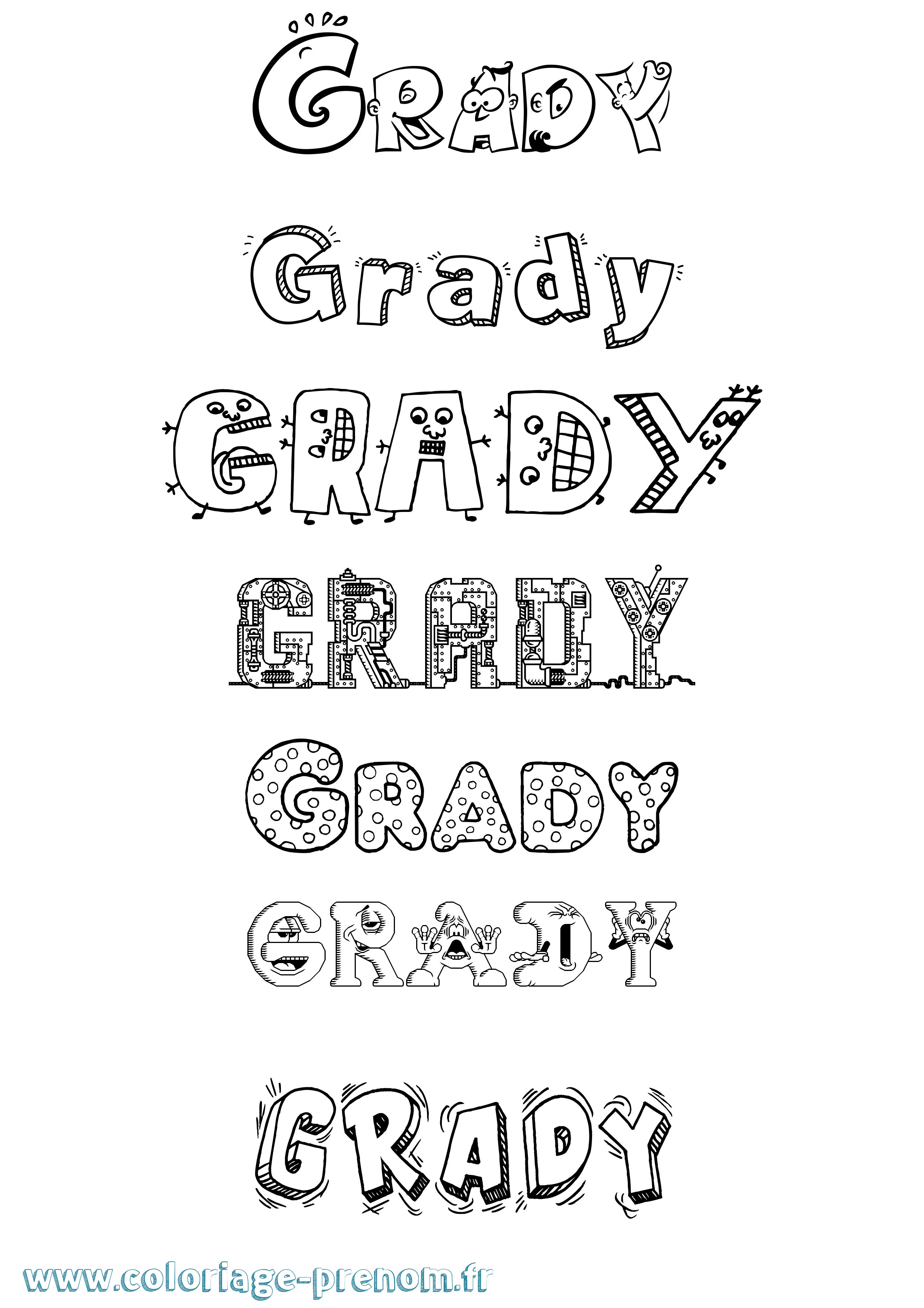 Coloriage Grady Fun Coloriage prénom Grady Fun