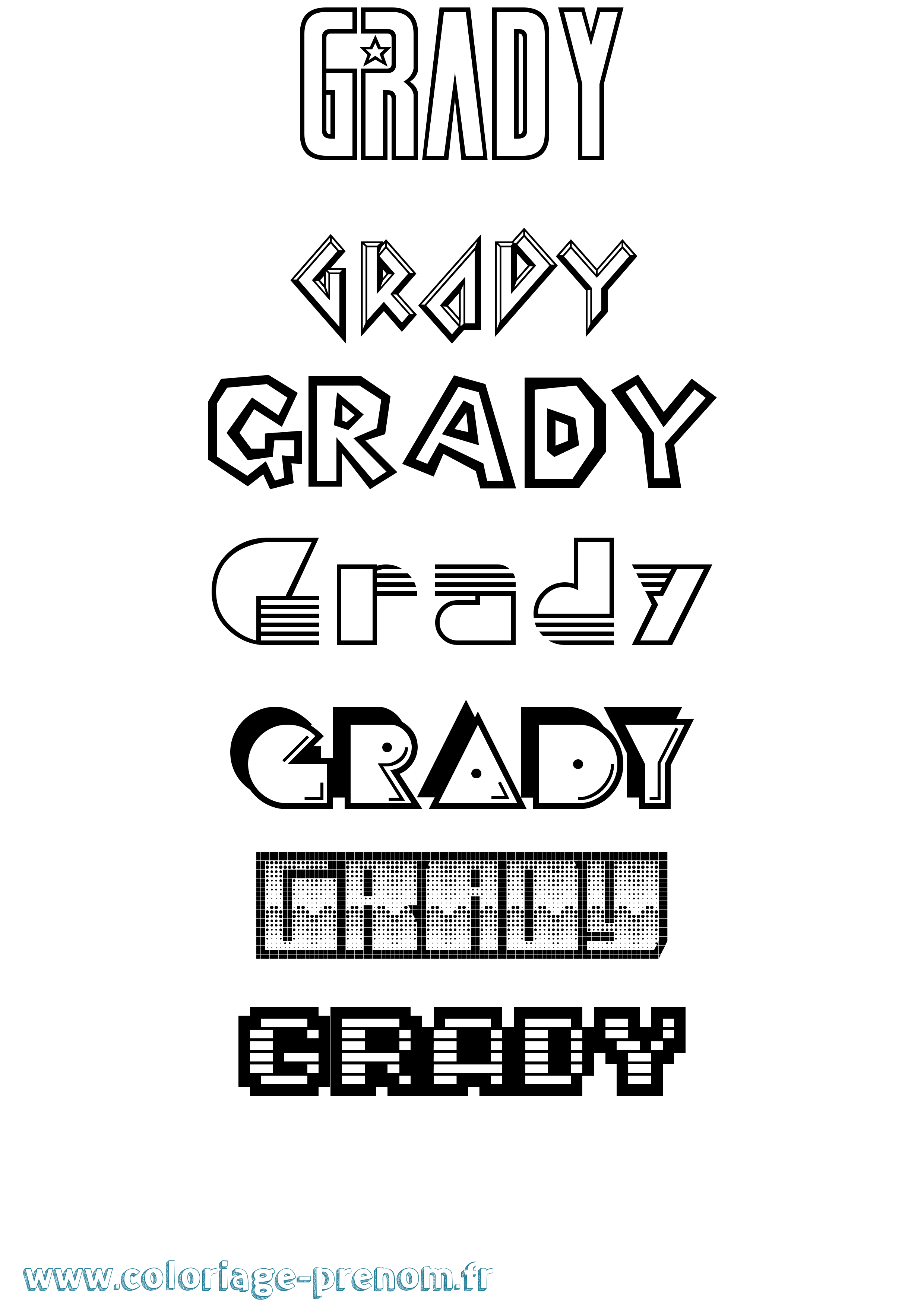 Coloriage Grady Jeux Vidéos Coloriage prénom Grady Jeux Vidéos