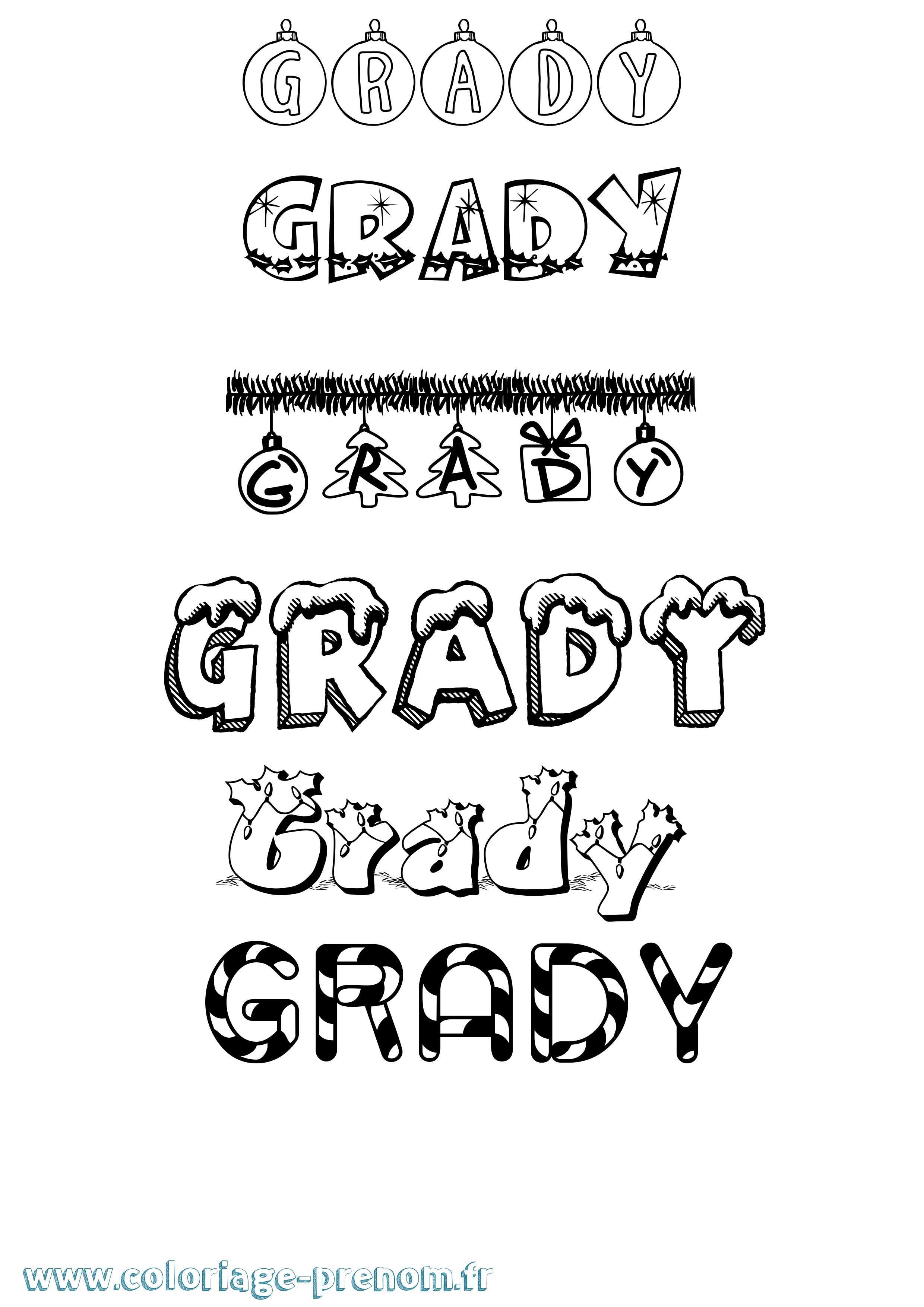 Coloriage Grady Noël Coloriage prénom Grady Noël