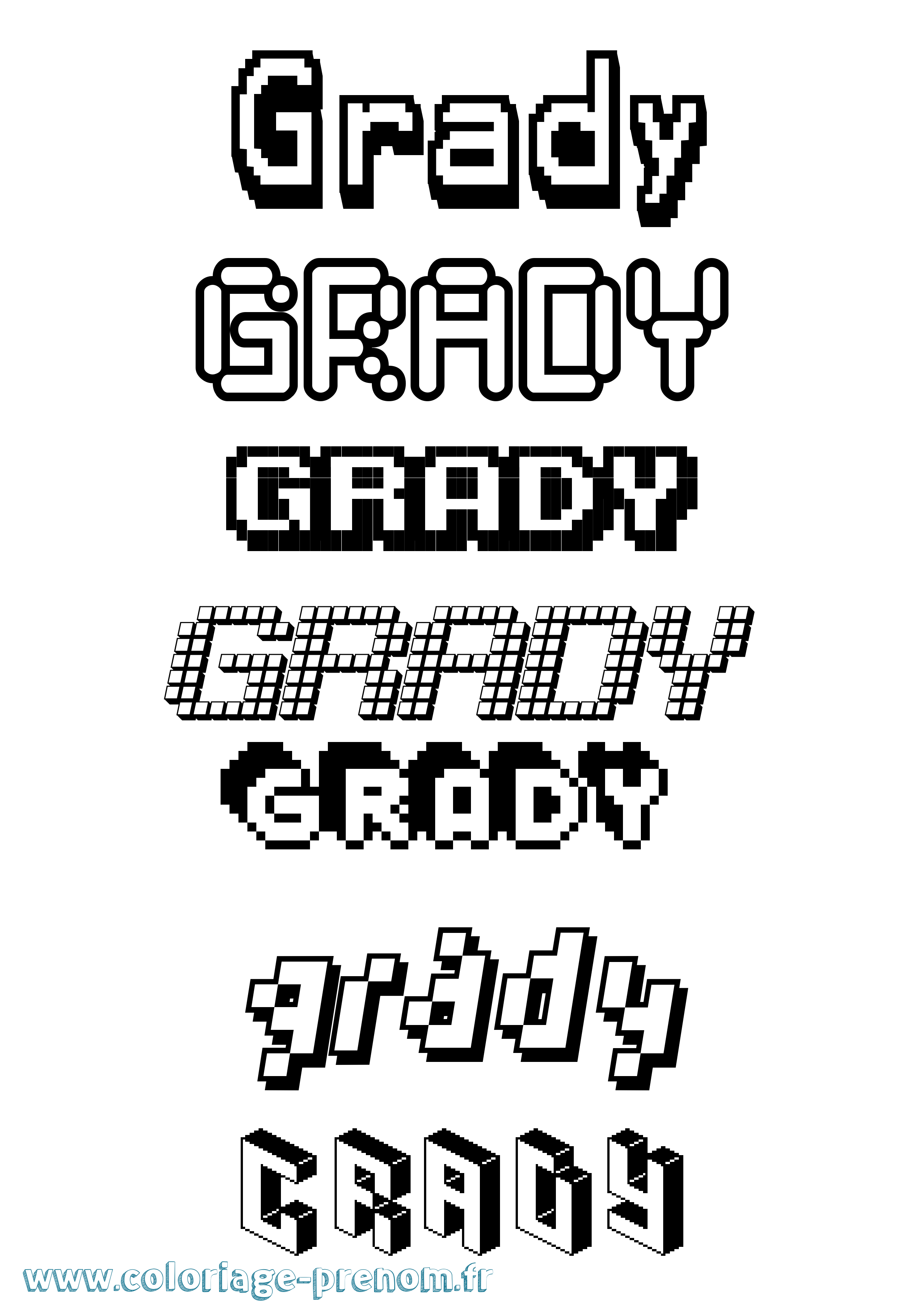 Coloriage Grady Pixel Coloriage prénom Grady Pixel