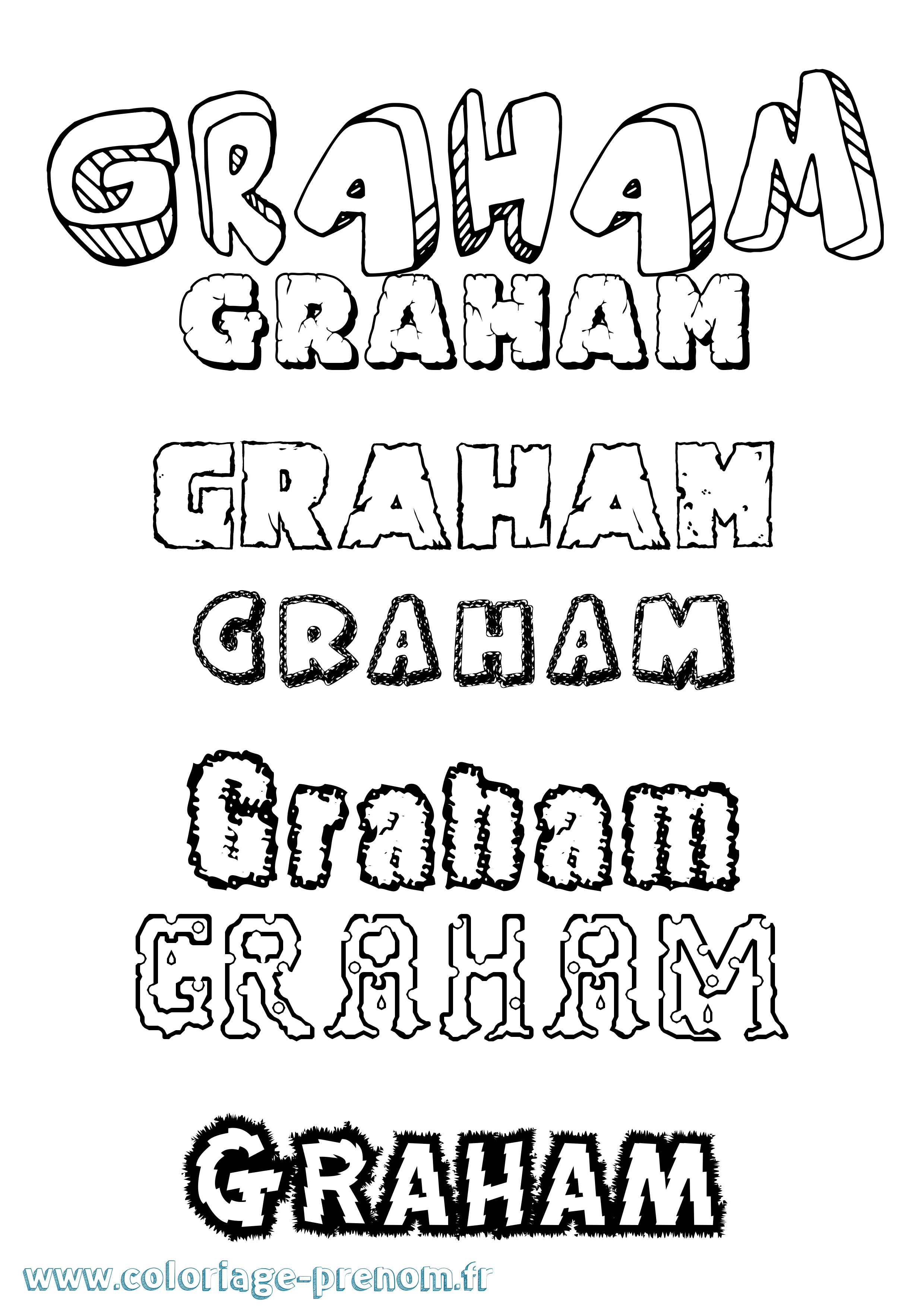 Coloriage Graham Destructuré Coloriage prénom Graham Destructuré