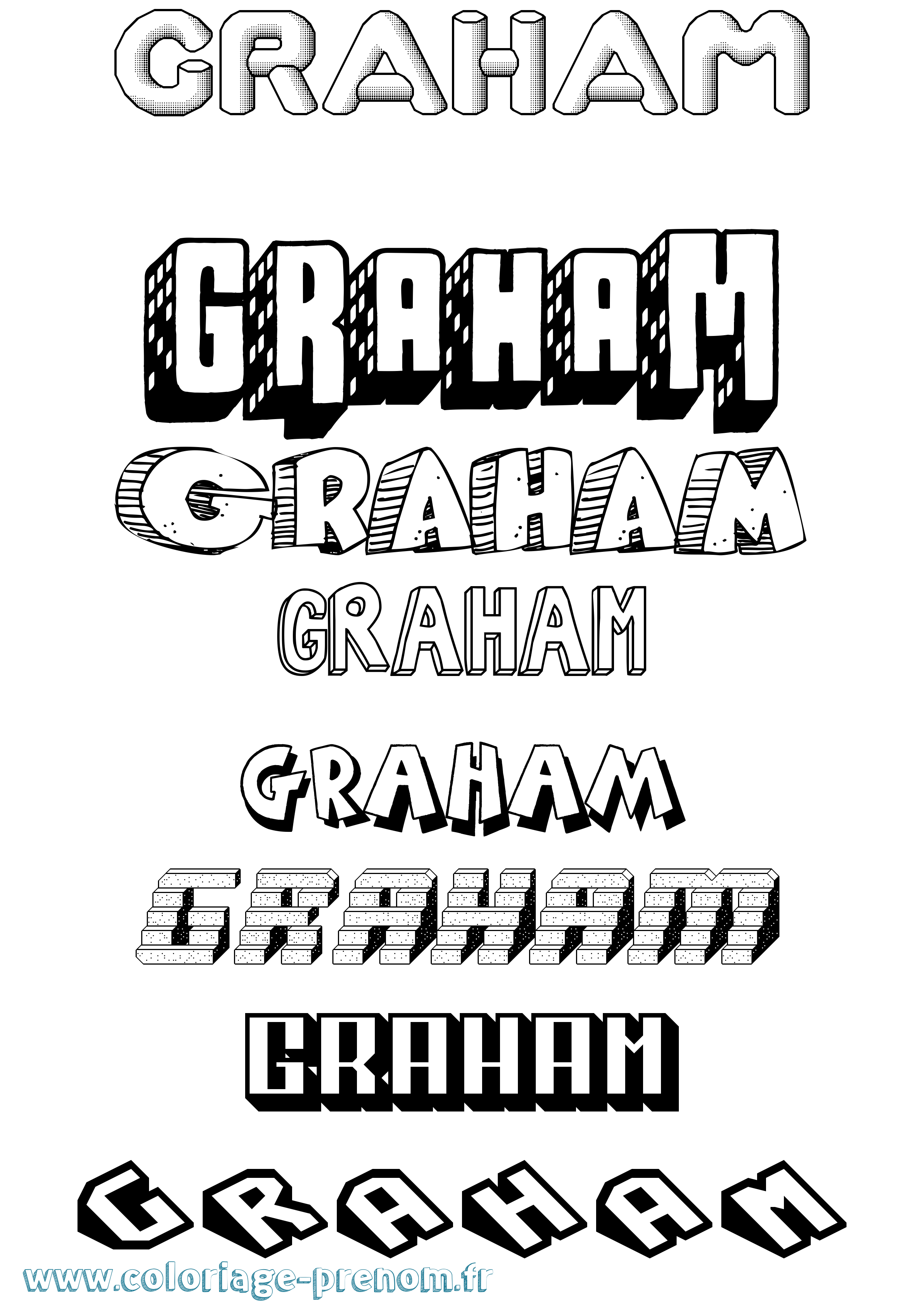 Coloriage Graham Effet 3D Coloriage prénom Graham Effet 3D