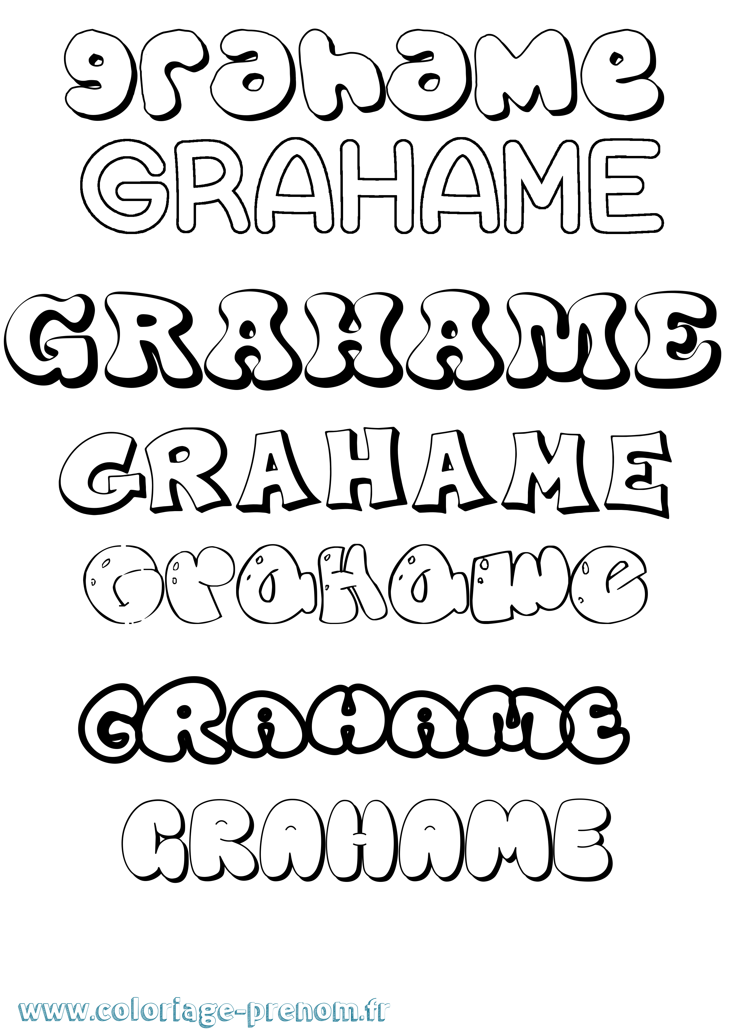 Coloriage Grahame Bubble Coloriage prénom Grahame Bubble