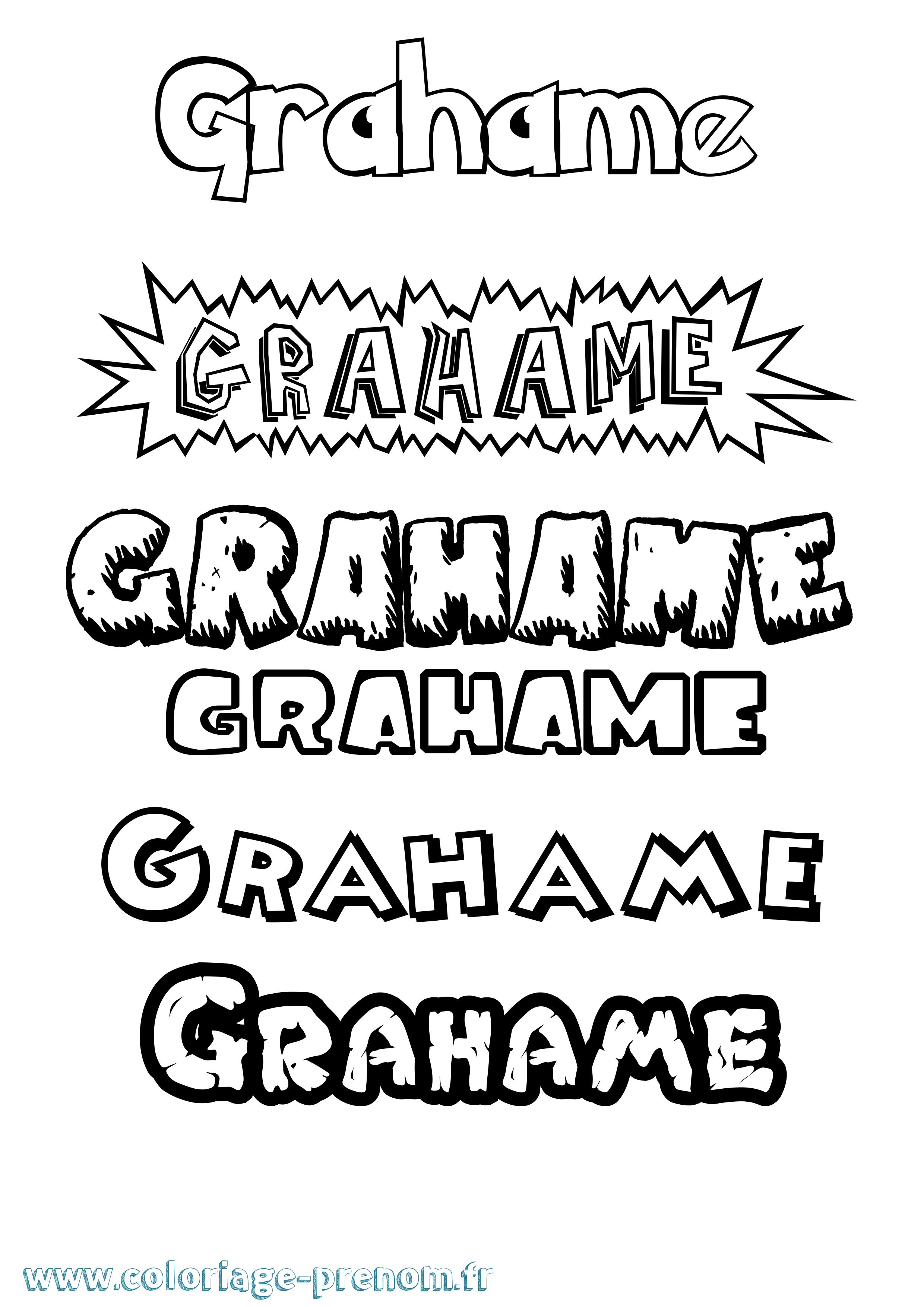 Coloriage Grahame Dessin Animé Coloriage prénom Grahame Dessin Animé