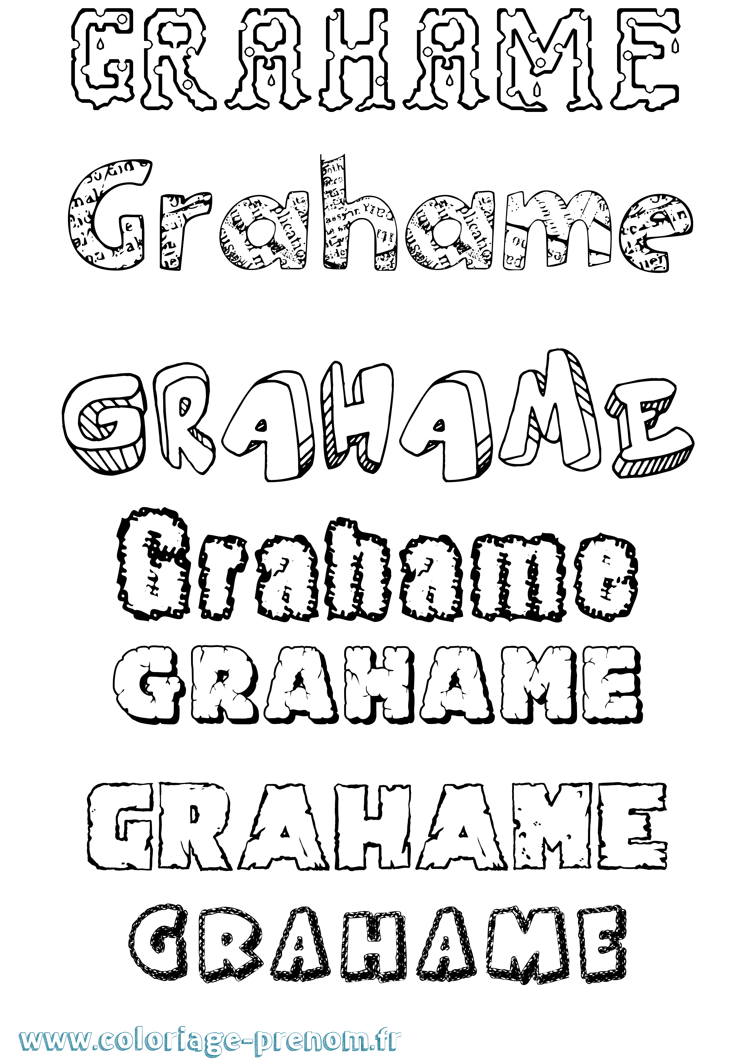 Coloriage Grahame Destructuré Coloriage prénom Grahame Destructuré
