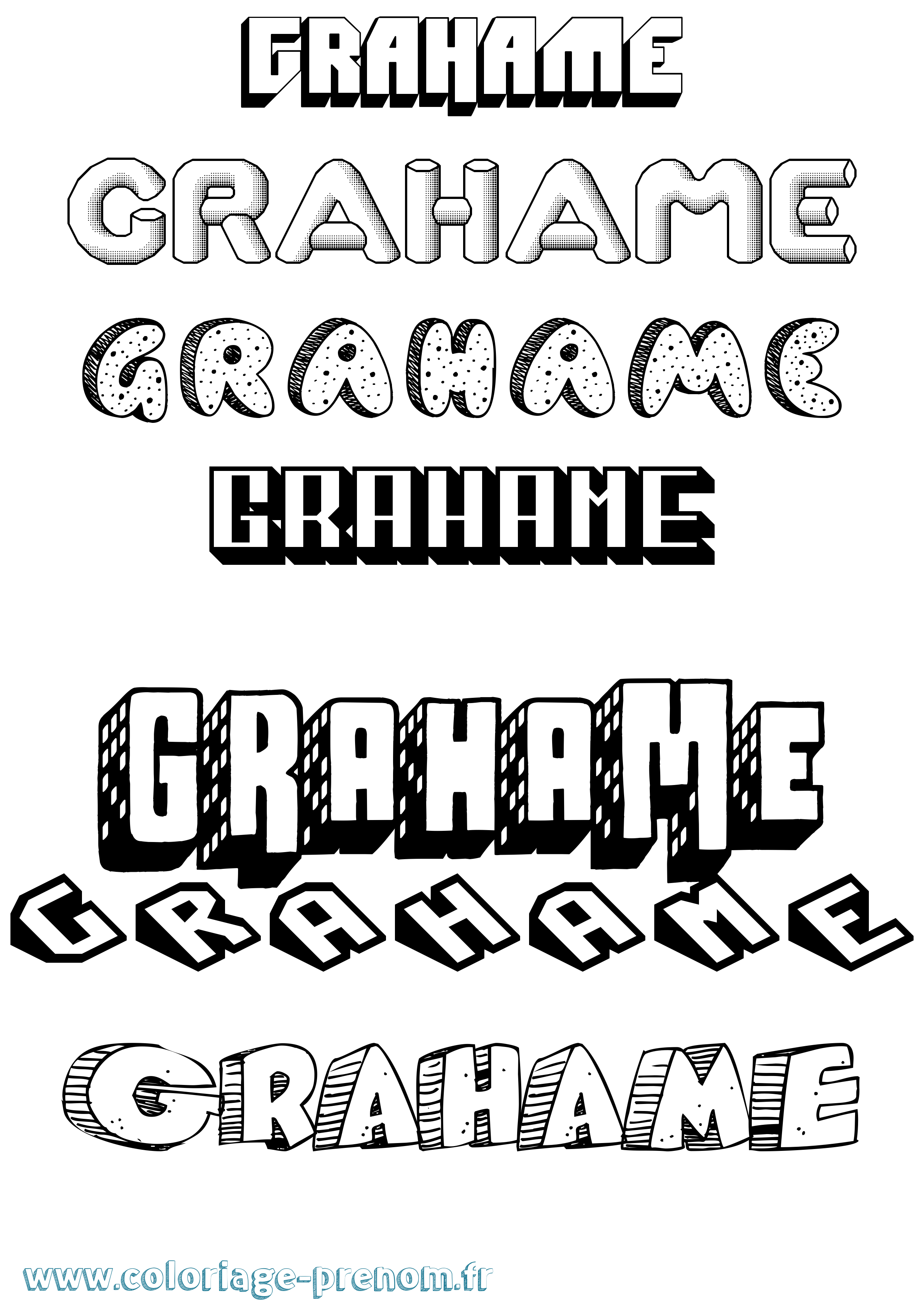 Coloriage Grahame Effet 3D Coloriage prénom Grahame Effet 3D
