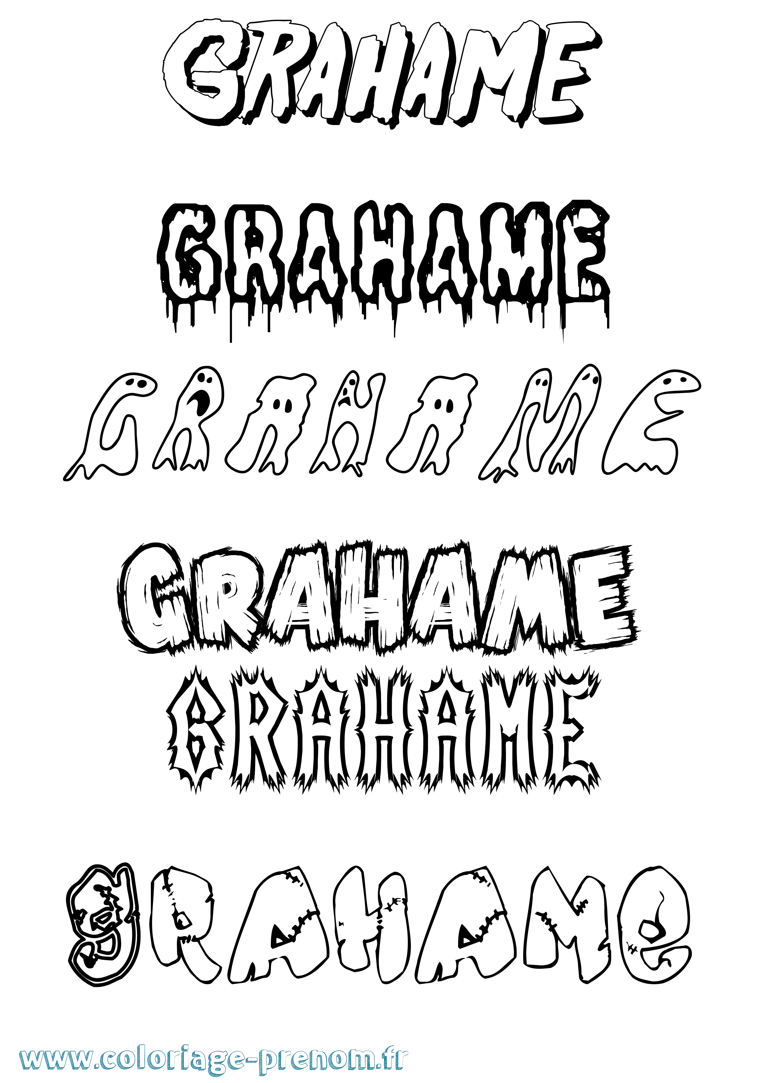 Coloriage Grahame Frisson Coloriage prénom Grahame Frisson