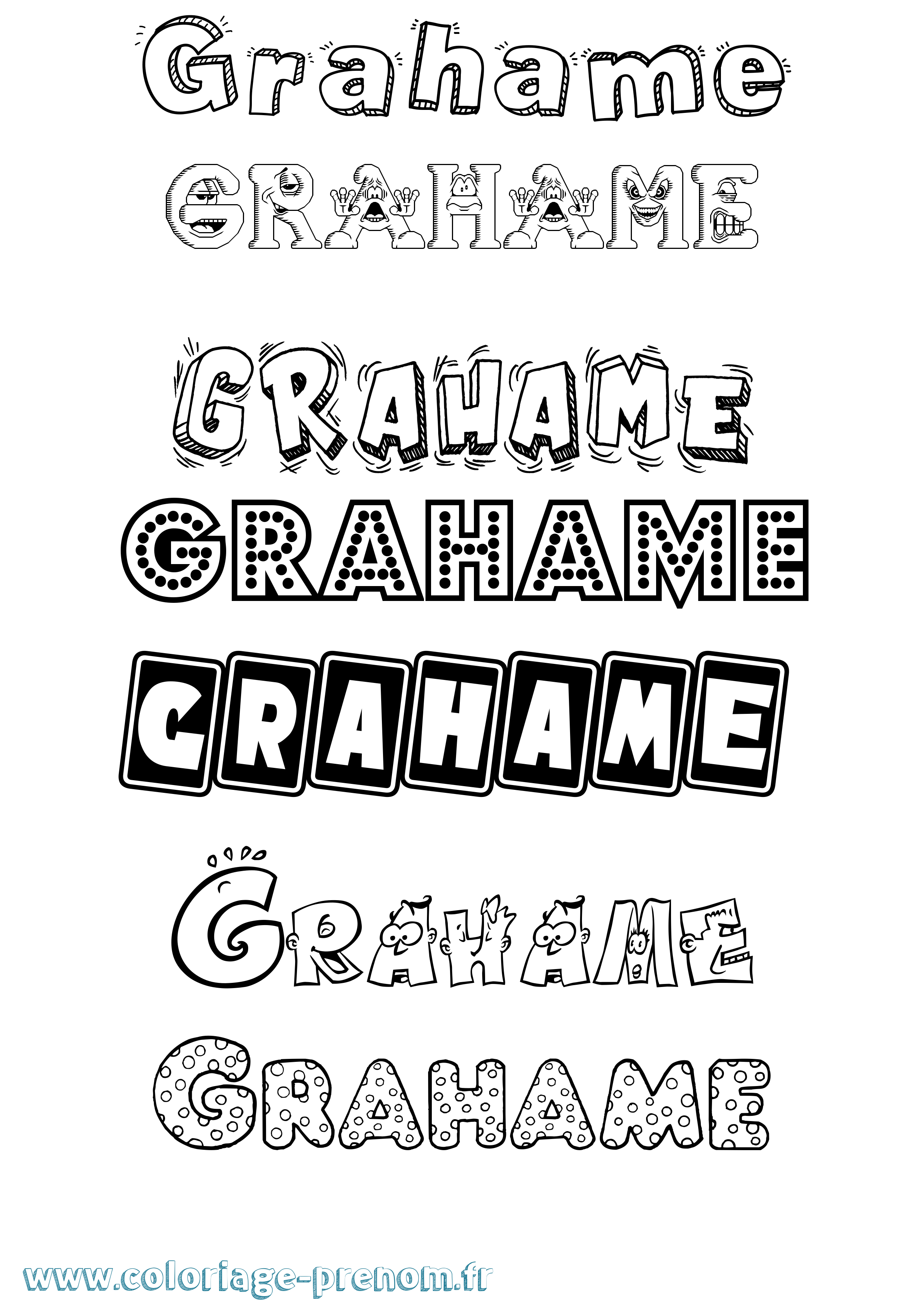 Coloriage Grahame Fun Coloriage prénom Grahame Fun