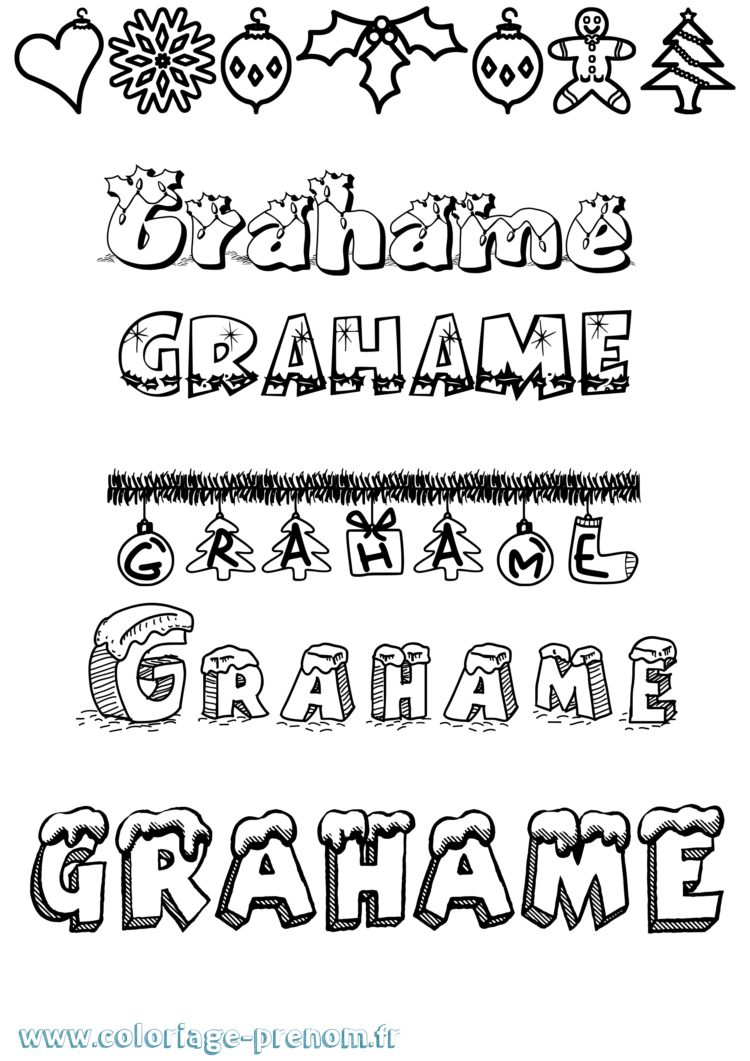 Coloriage Grahame Noël Coloriage prénom Grahame Noël