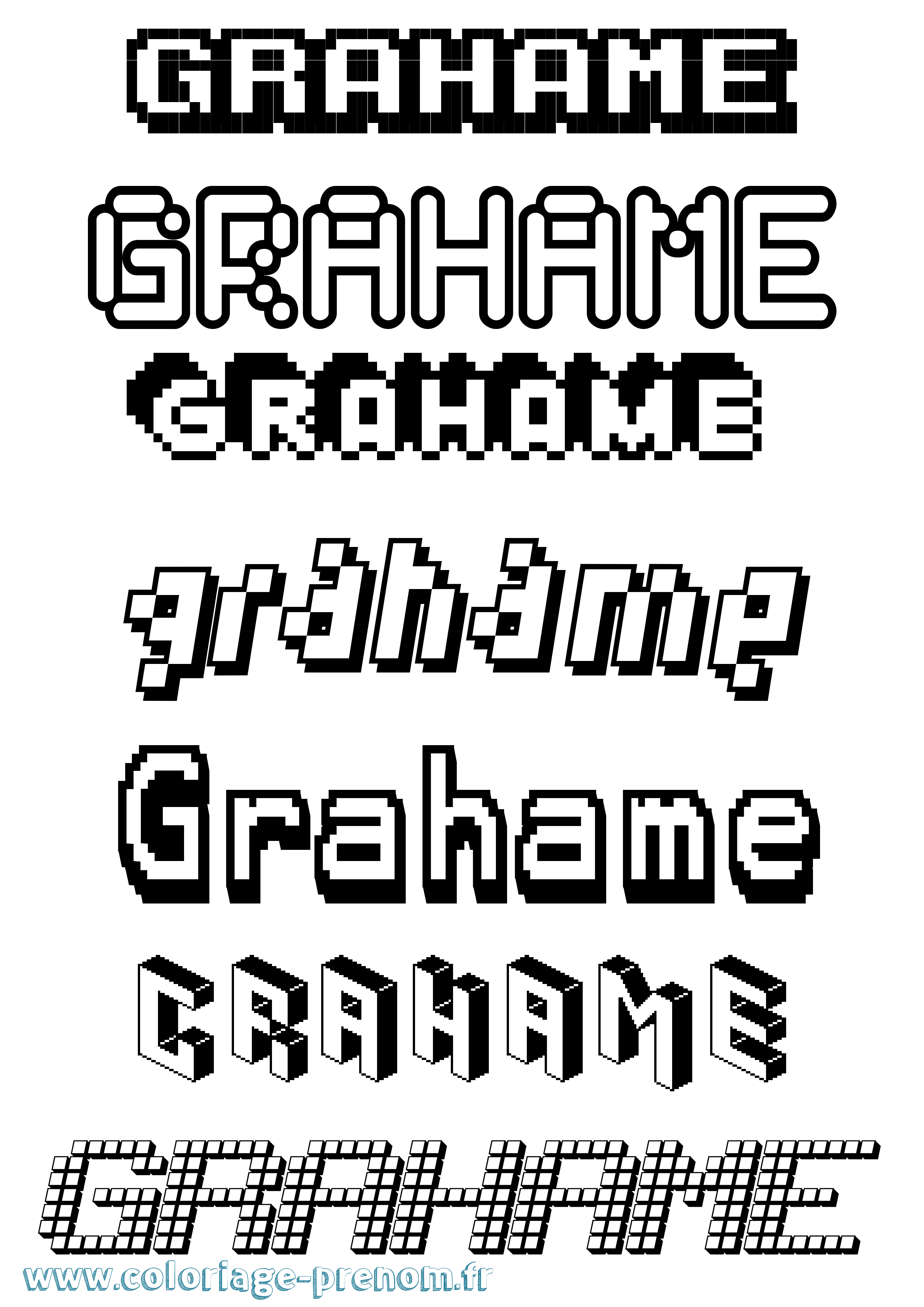 Coloriage Grahame Pixel Coloriage prénom Grahame Pixel