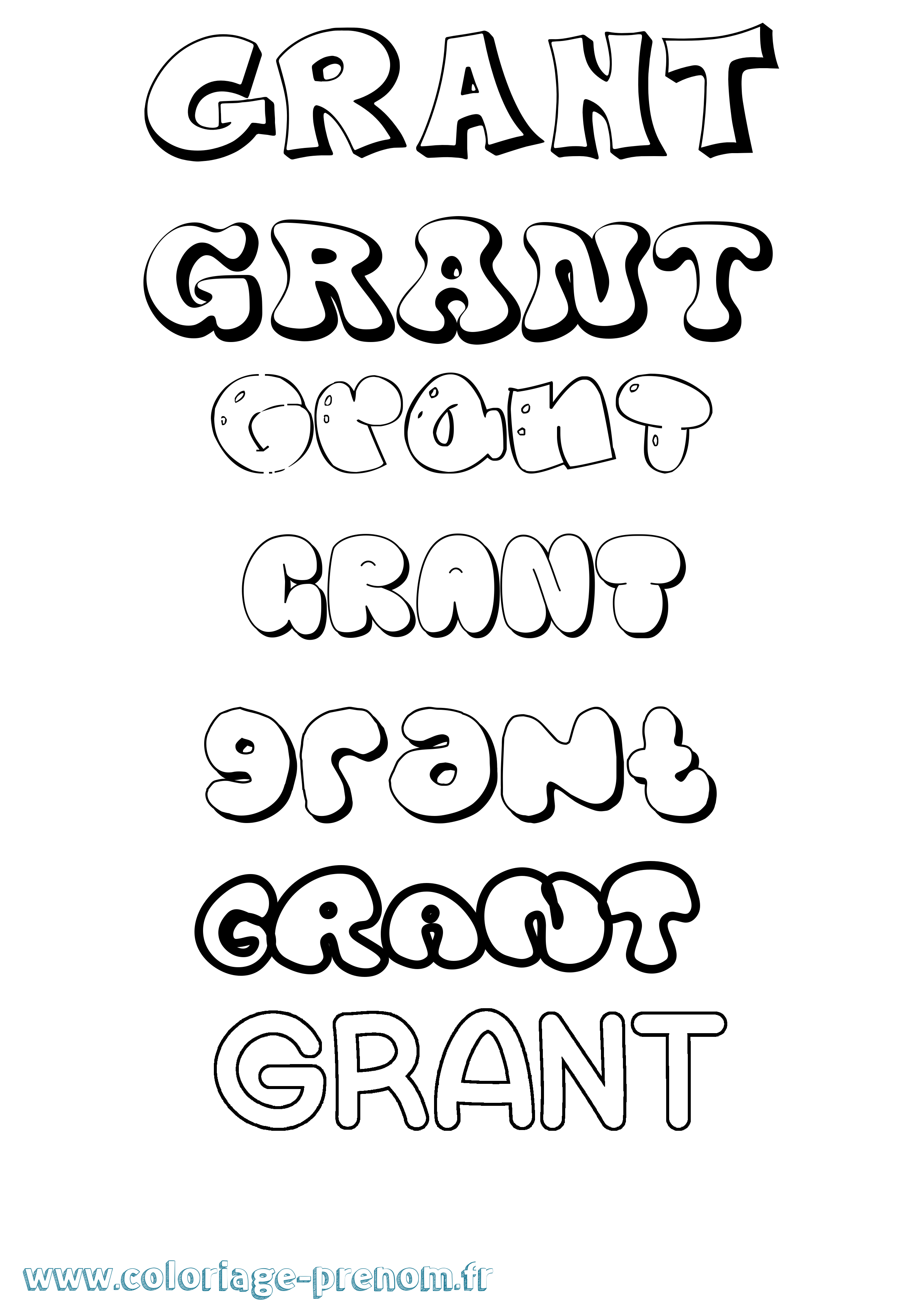 Coloriage Grant Bubble Coloriage prénom Grant Bubble
