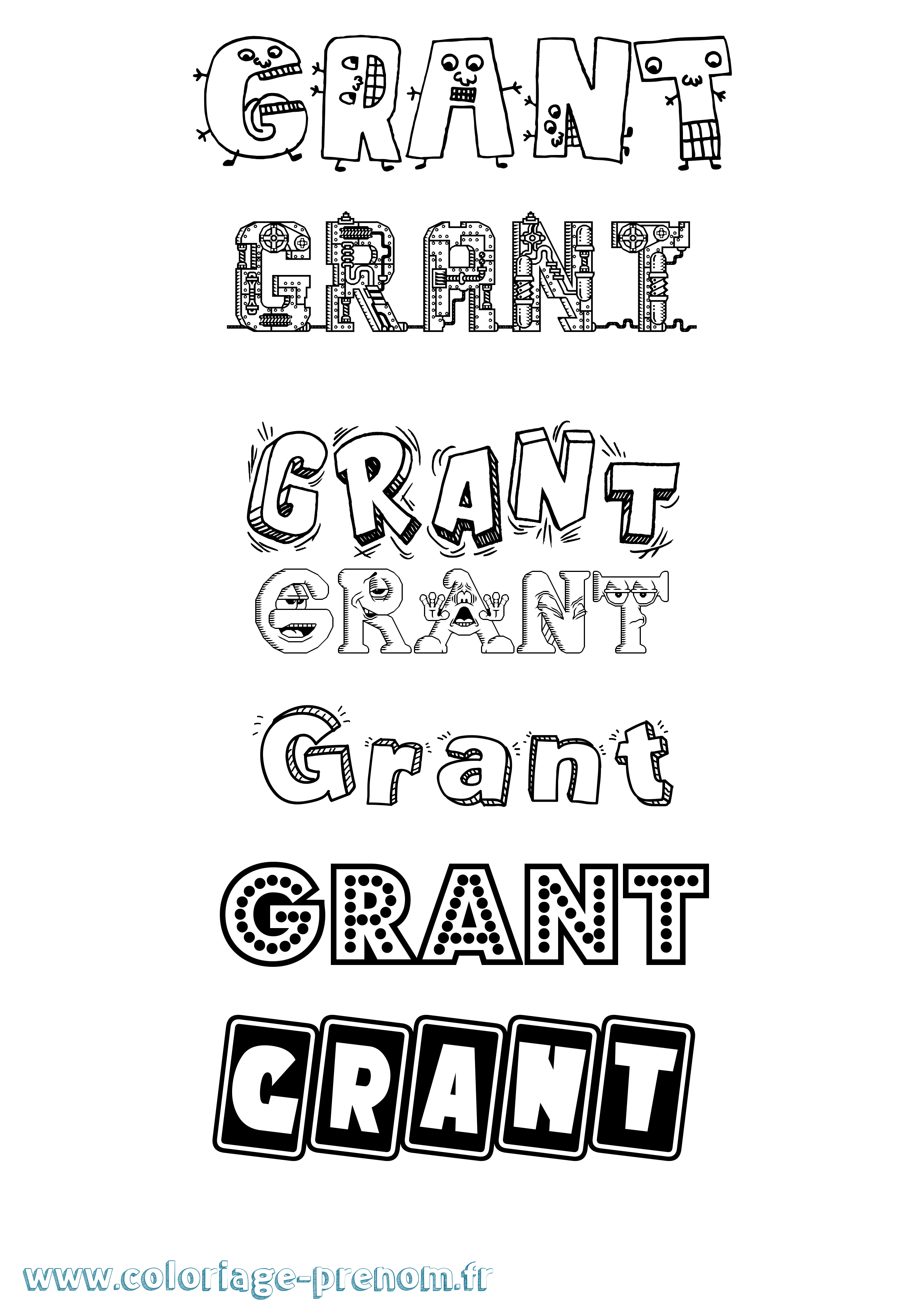 Coloriage Grant Fun Coloriage prénom Grant Fun