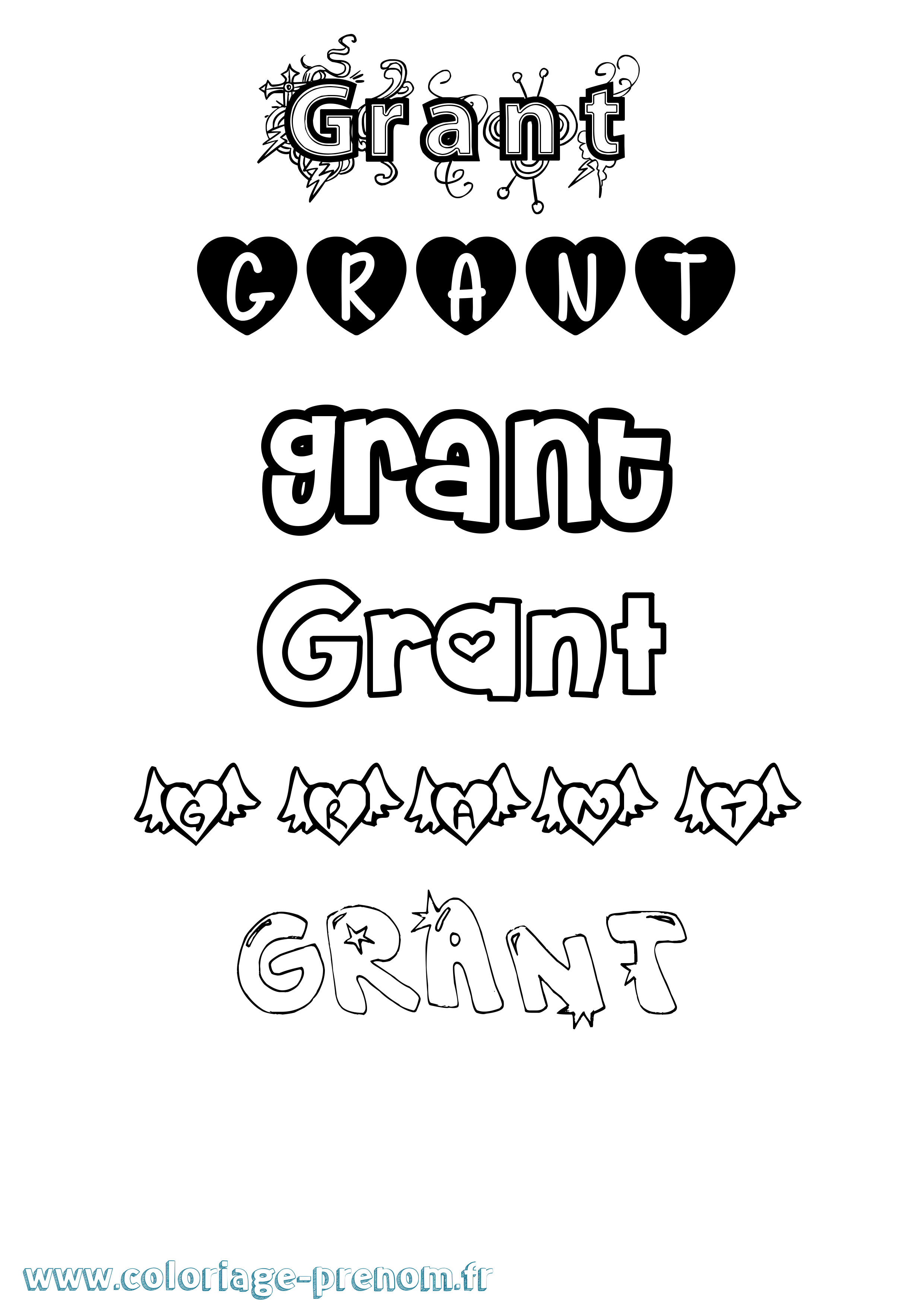 Coloriage Grant Girly Coloriage prénom Grant Girly