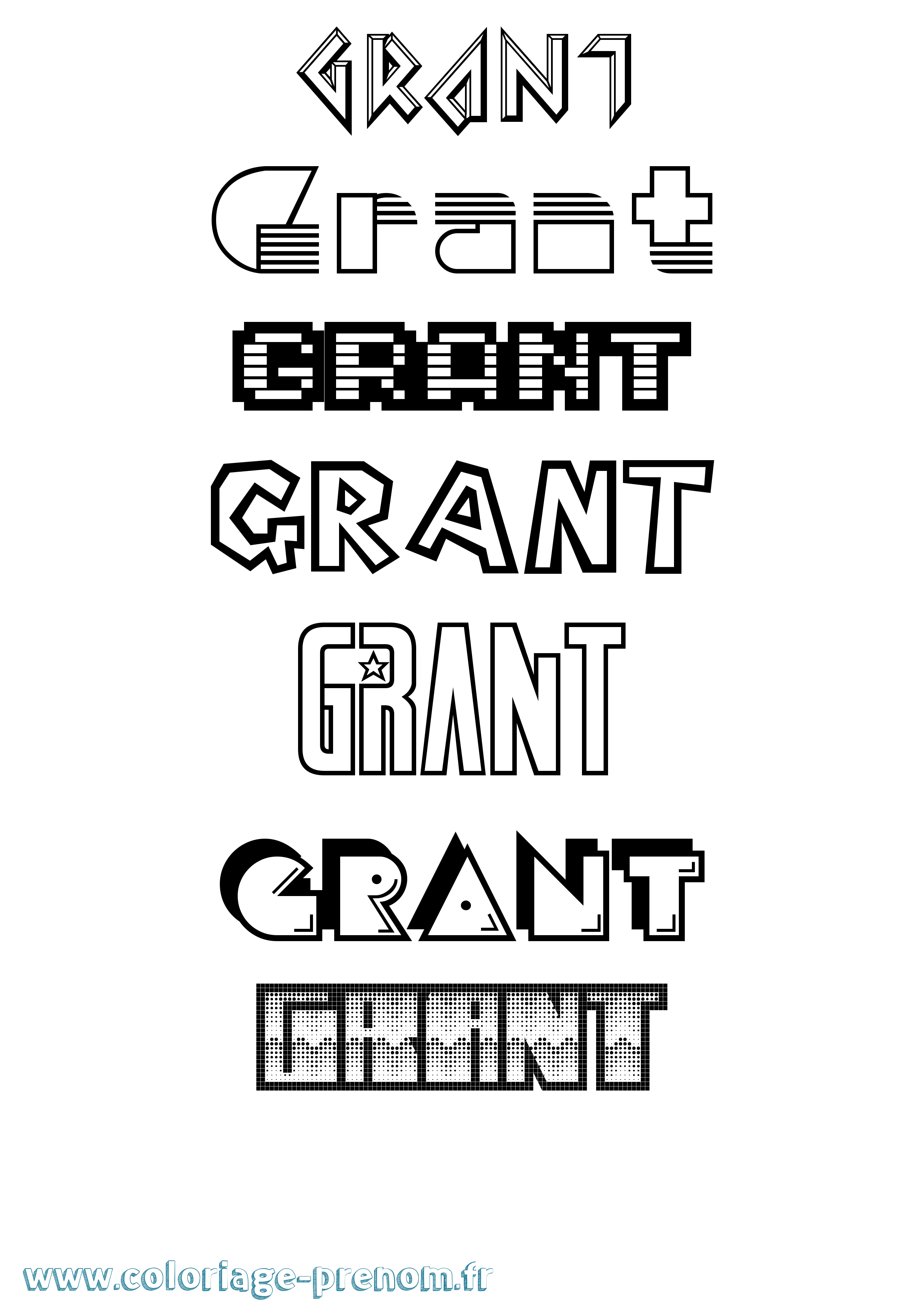 Coloriage Grant Jeux Vidéos Coloriage prénom Grant Jeux Vidéos