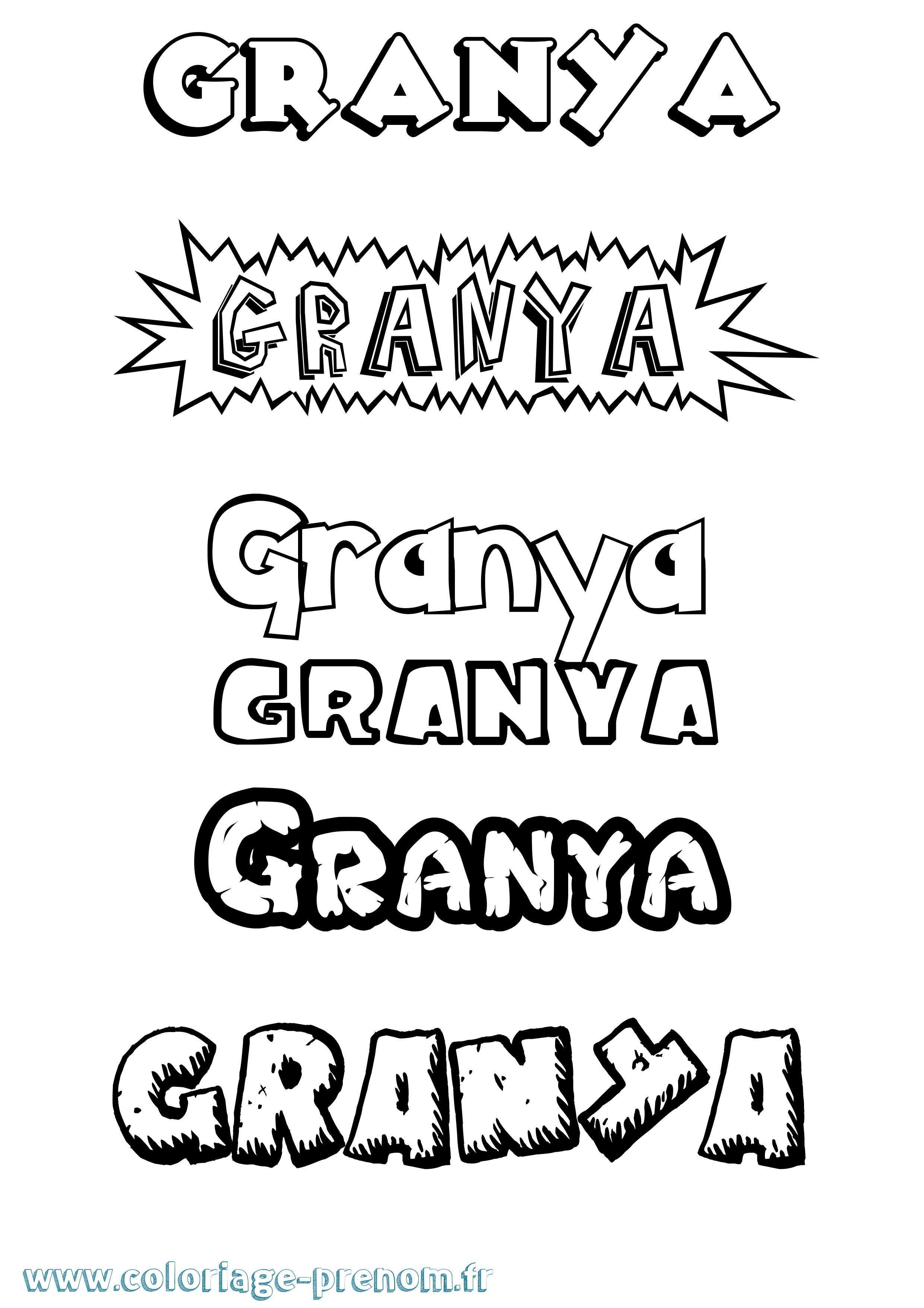 Coloriage Granya Dessin Animé Coloriage prénom Granya Dessin Animé