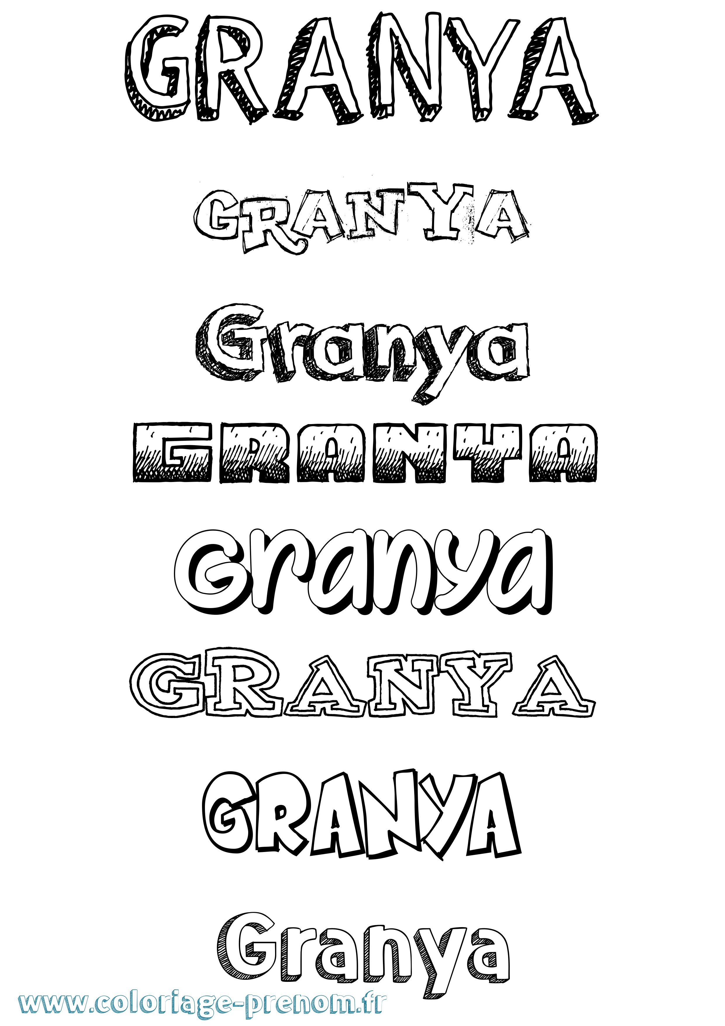 Coloriage Granya Dessiné Coloriage prénom Granya Dessiné