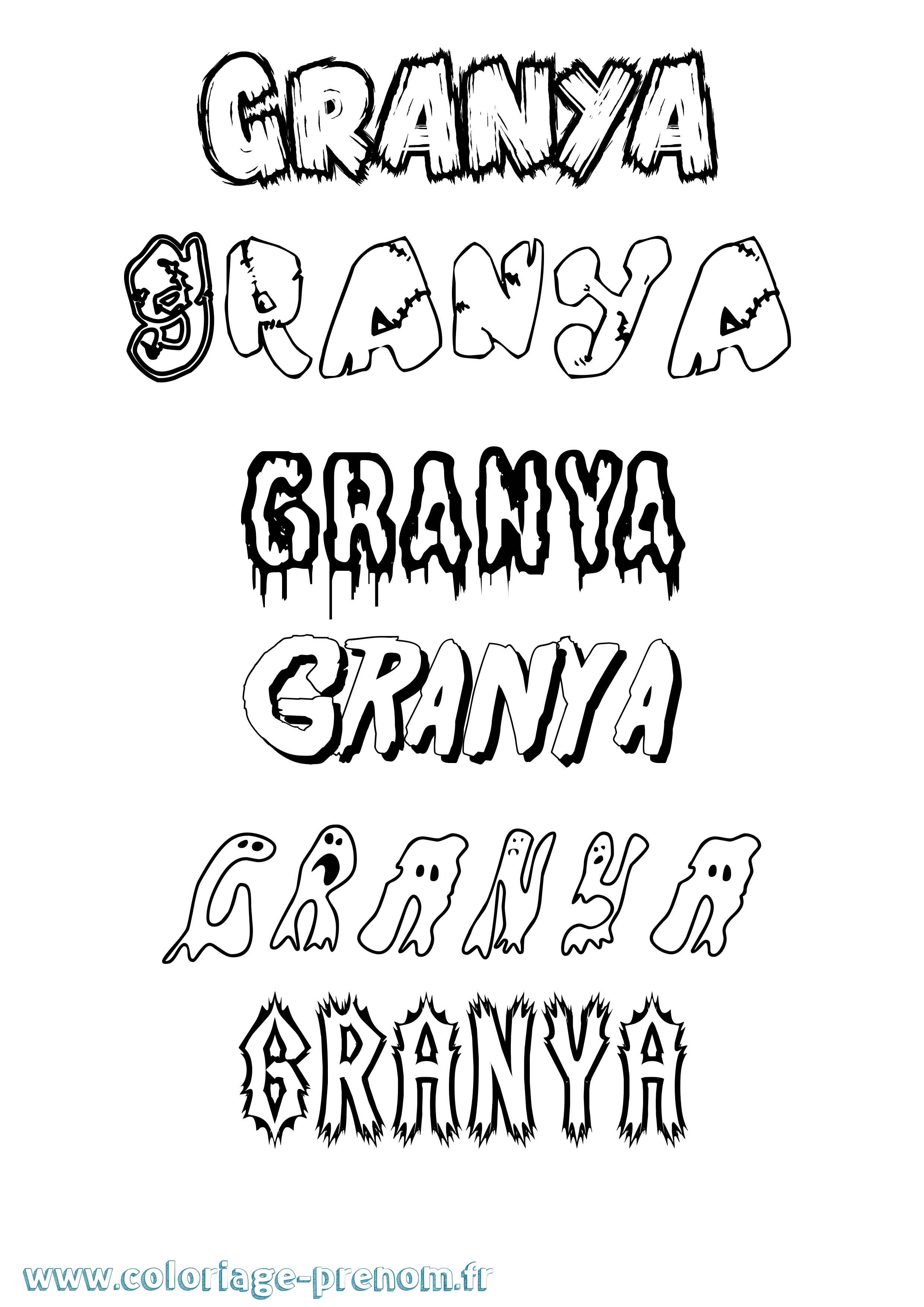 Coloriage Granya Frisson Coloriage prénom Granya Frisson