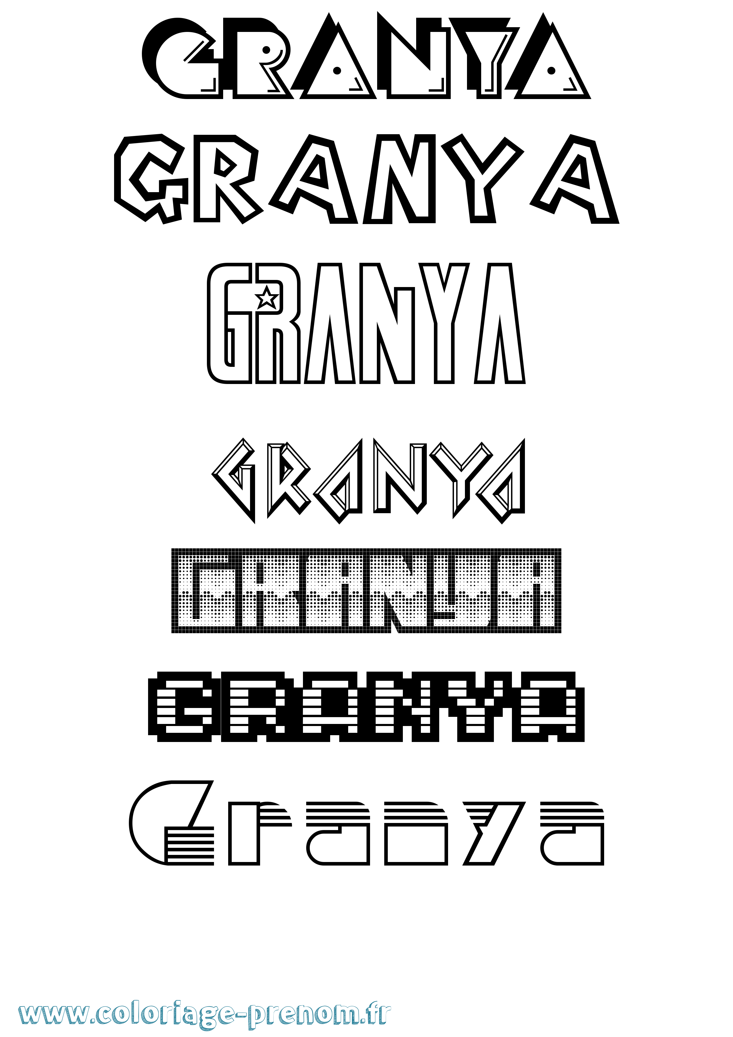 Coloriage Granya Jeux Vidéos Coloriage prénom Granya Jeux Vidéos