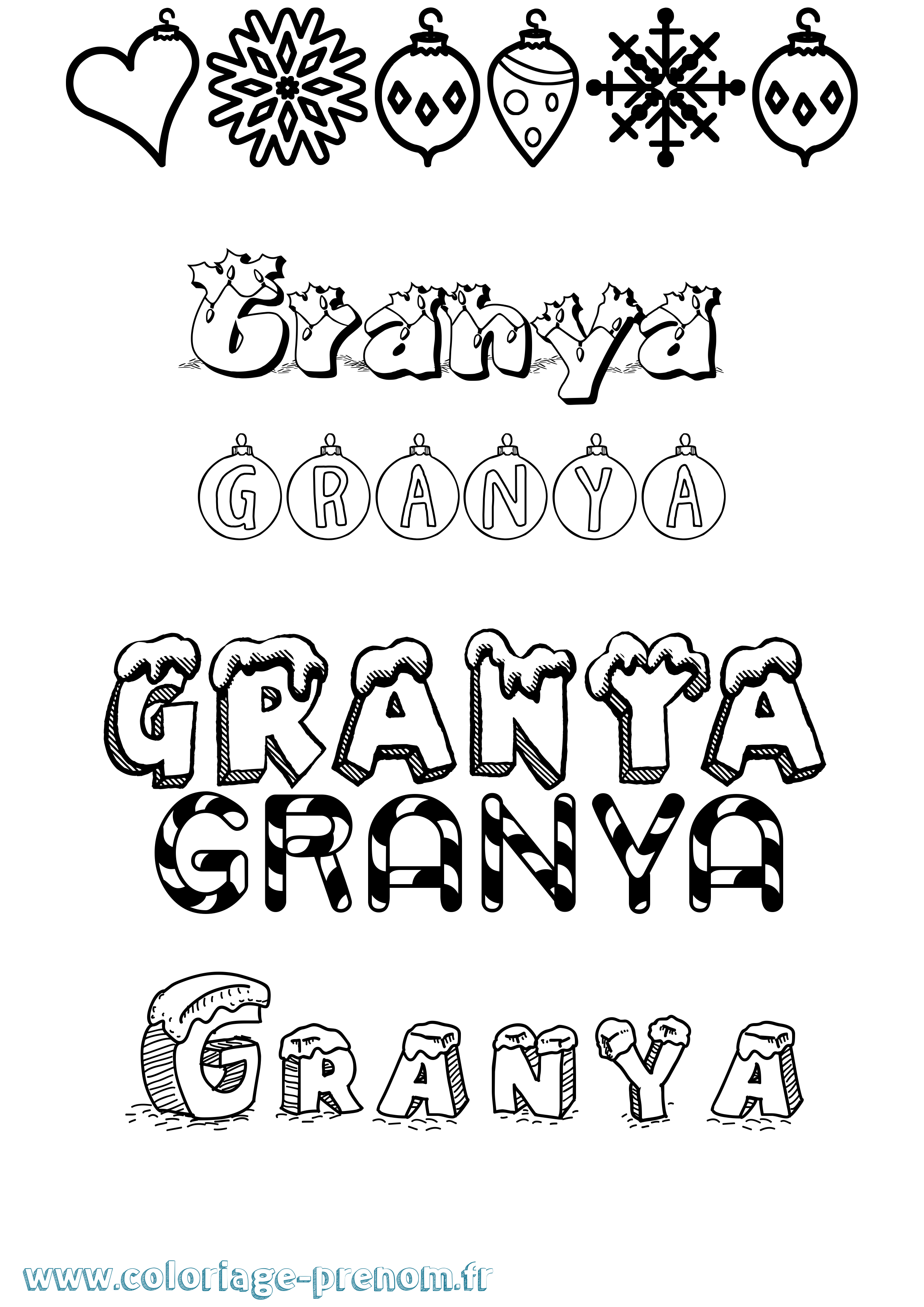 Coloriage Granya Noël Coloriage prénom Granya Noël