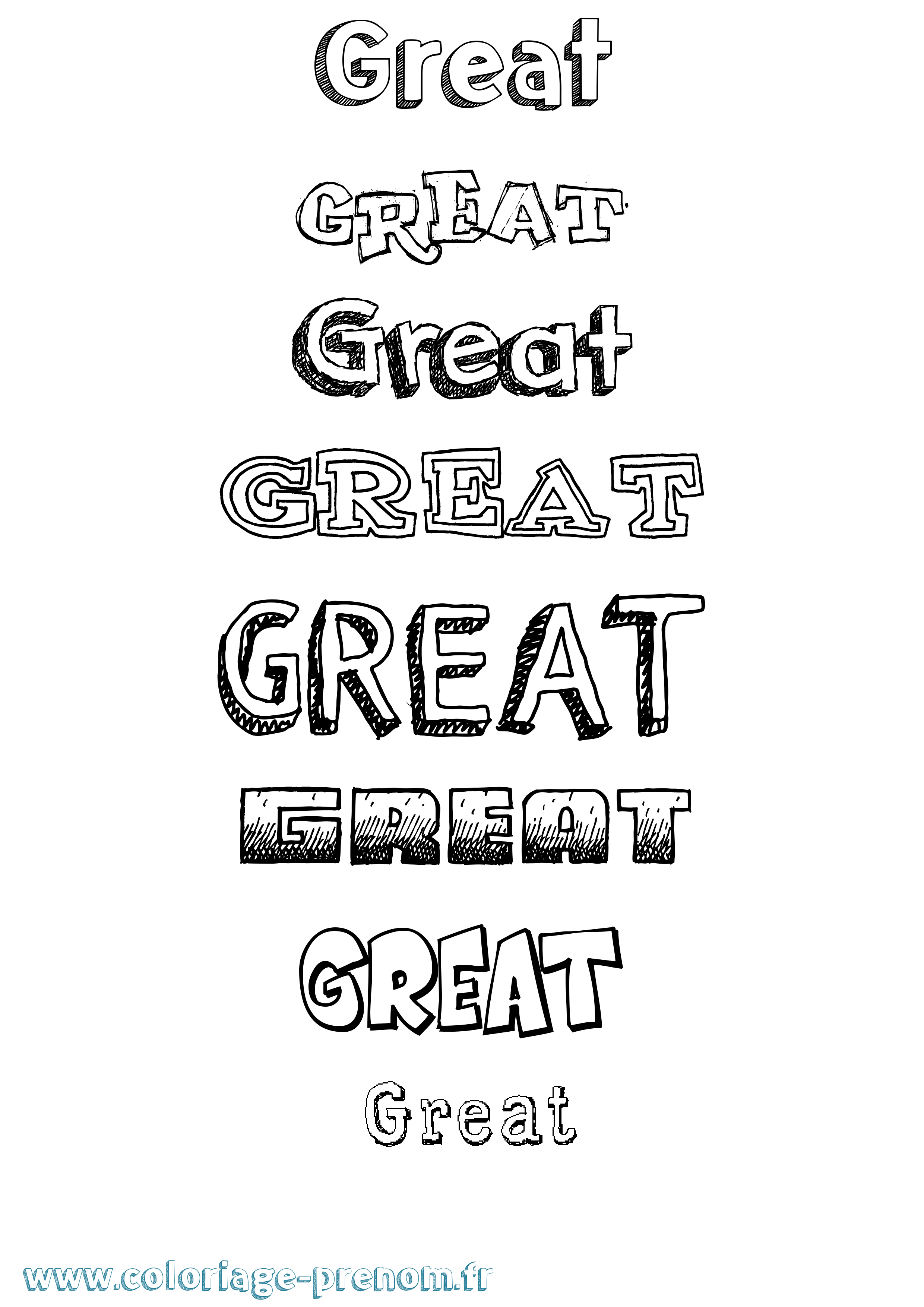 Coloriage Great Dessiné Coloriage prénom Great Dessiné