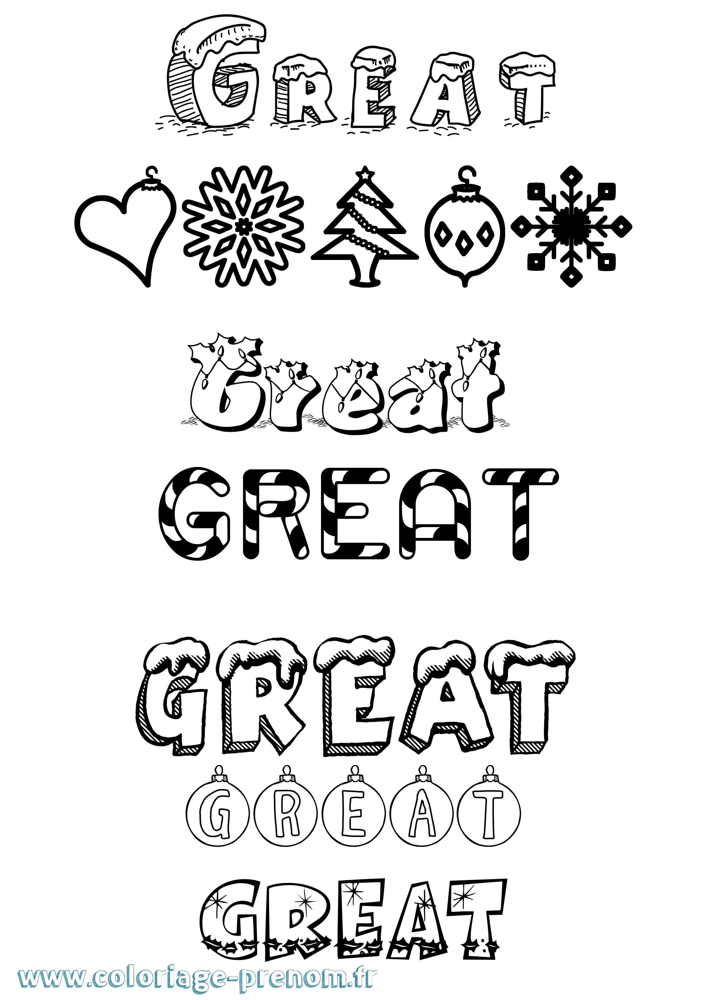 Coloriage Great Noël Coloriage prénom Great Noël