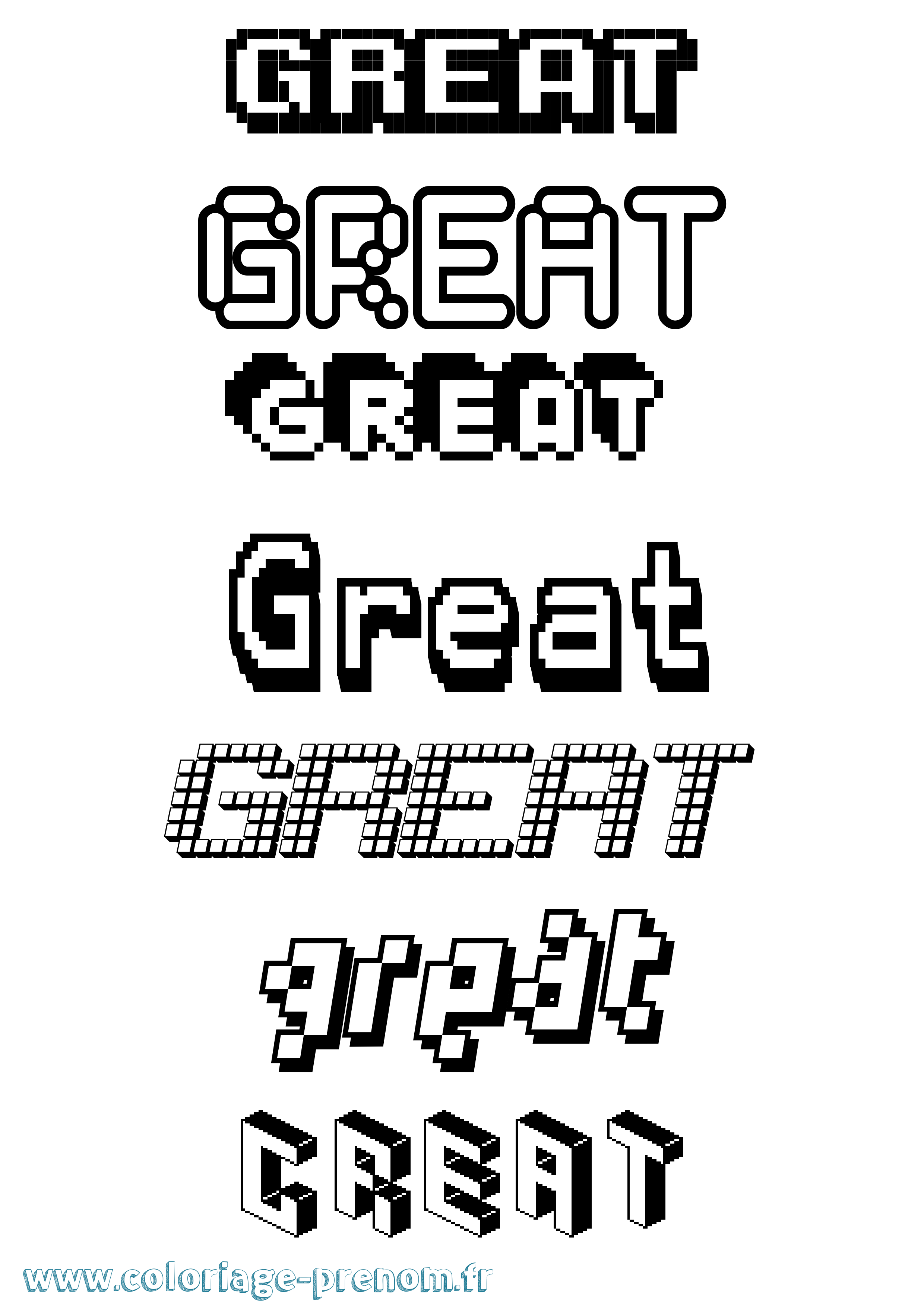 Coloriage Great Pixel Coloriage prénom Great Pixel