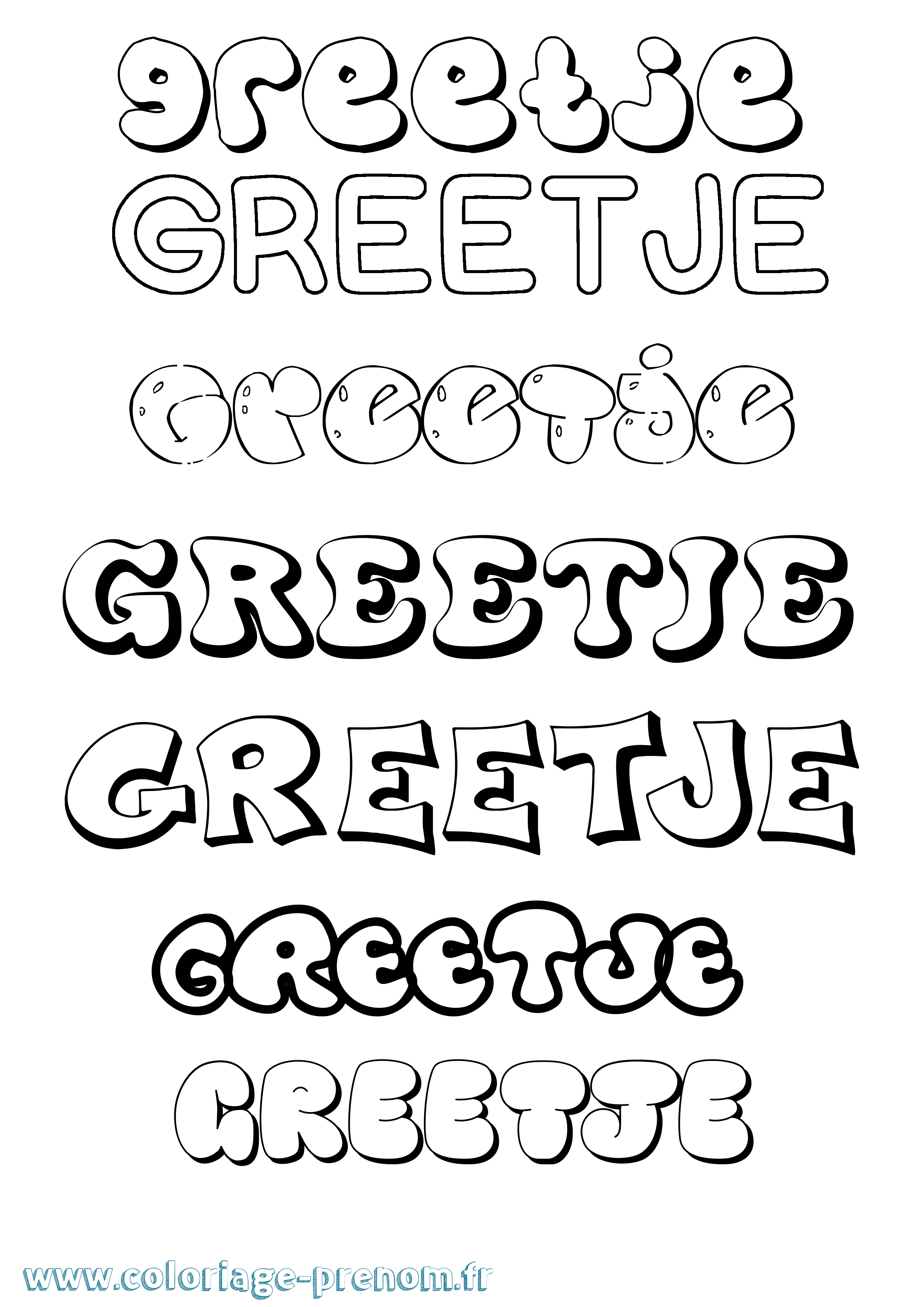 Coloriage Greetje Bubble Coloriage prénom Greetje Bubble