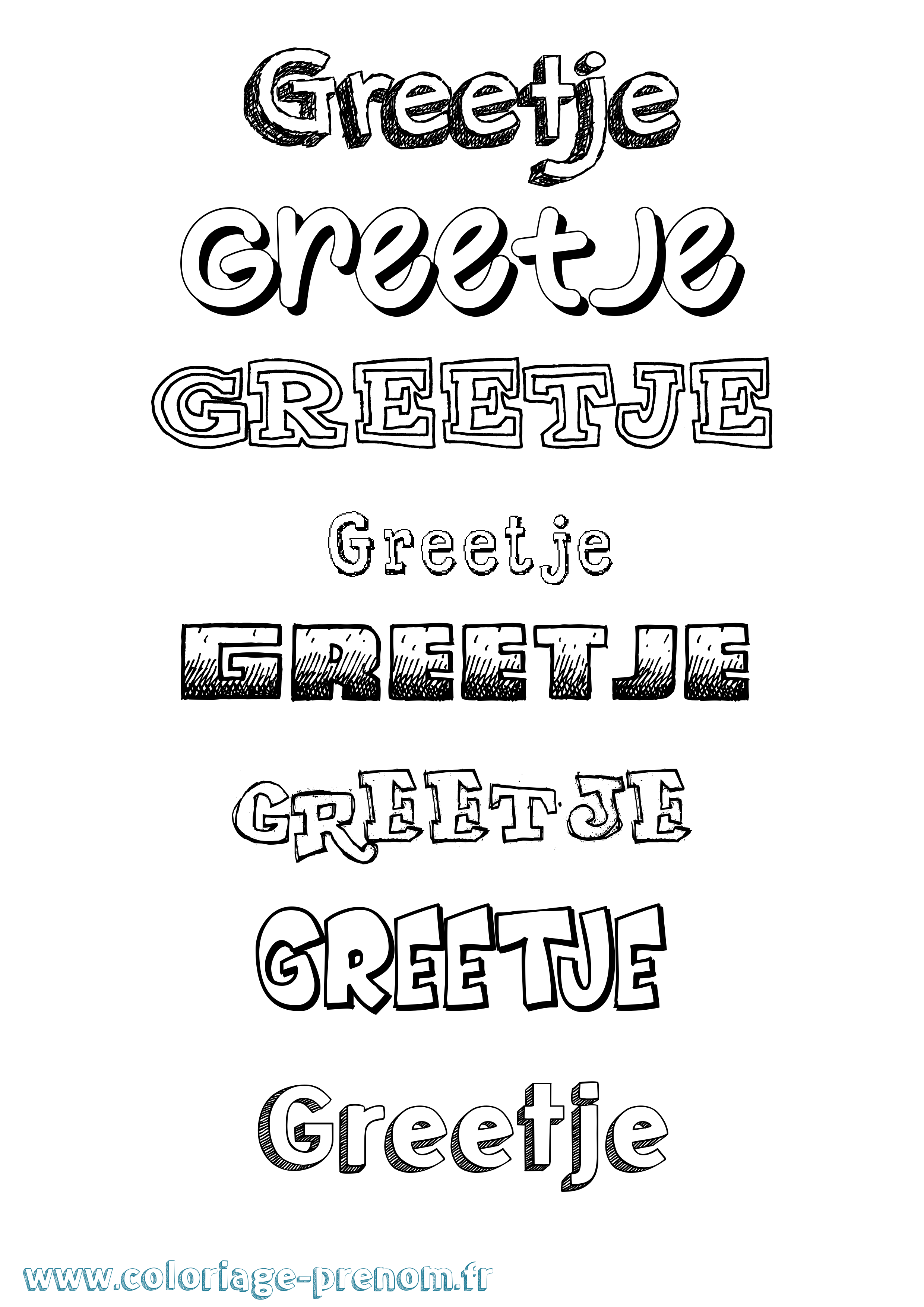 Coloriage Greetje Dessiné Coloriage prénom Greetje Dessiné