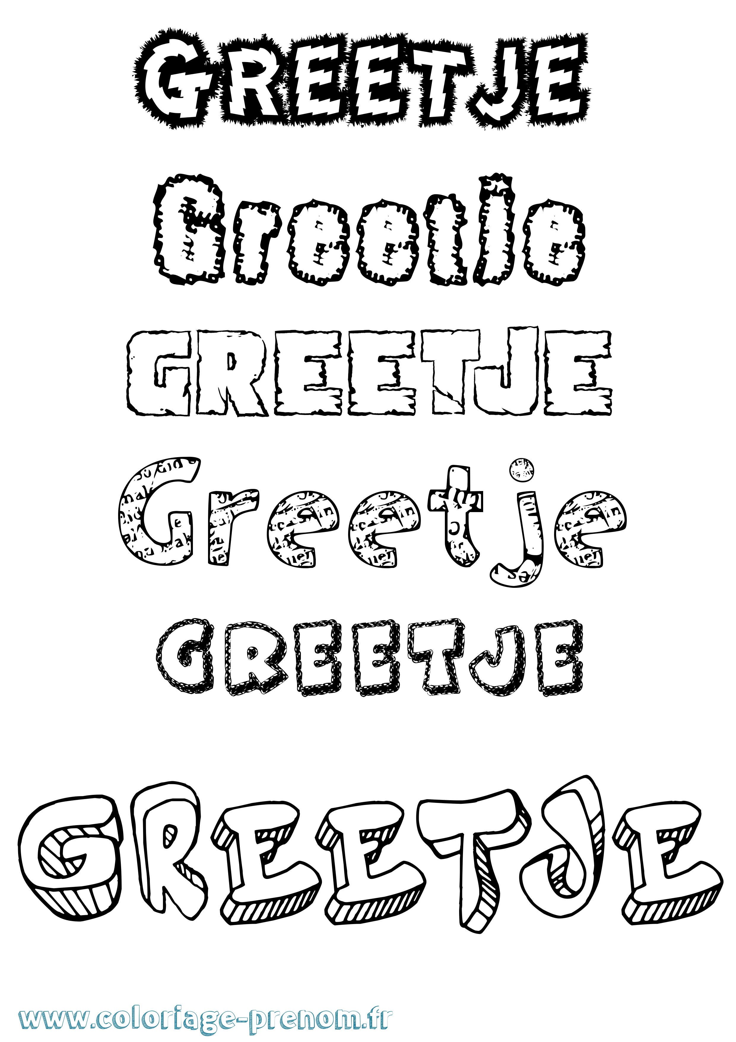 Coloriage Greetje Destructuré Coloriage prénom Greetje Destructuré