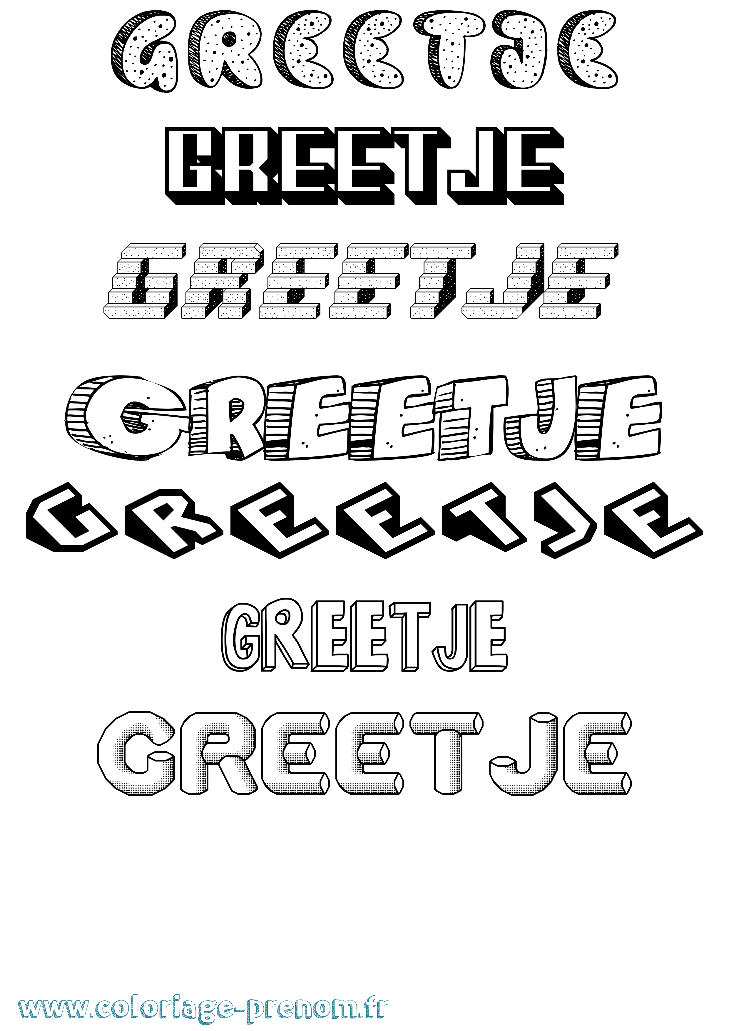 Coloriage Greetje Effet 3D Coloriage prénom Greetje Effet 3D