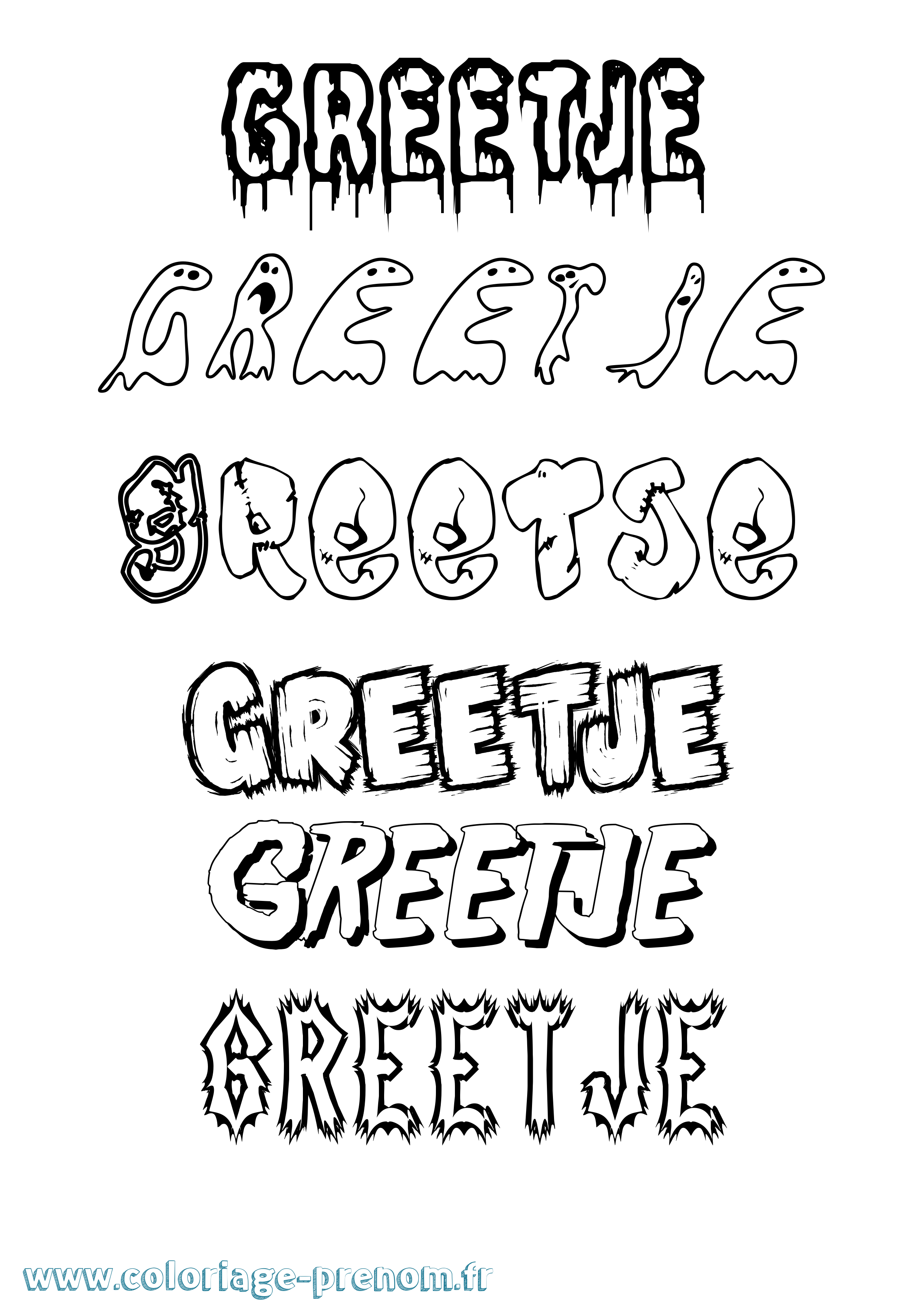Coloriage Greetje Frisson Coloriage prénom Greetje Frisson