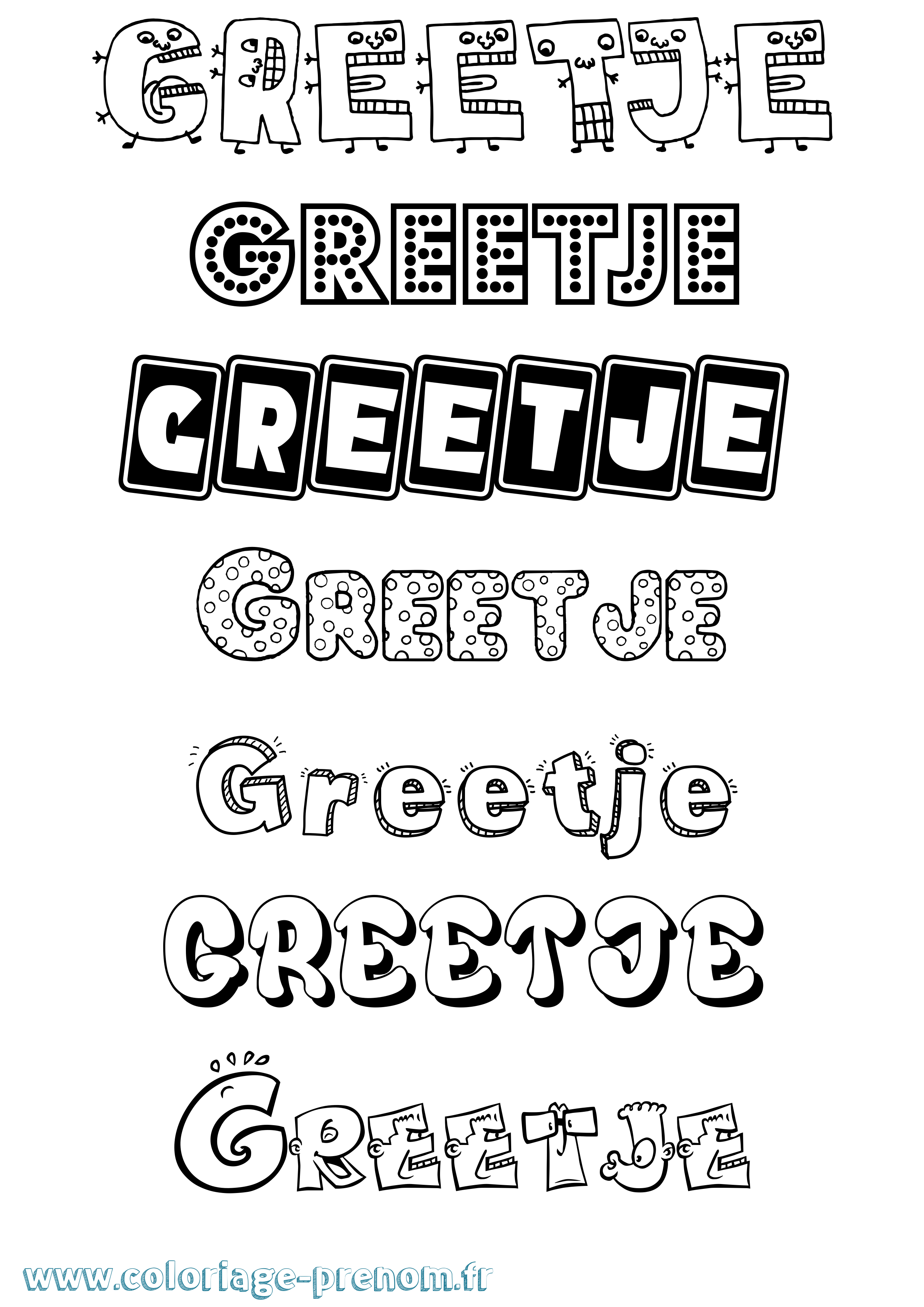 Coloriage Greetje Fun Coloriage prénom Greetje Fun