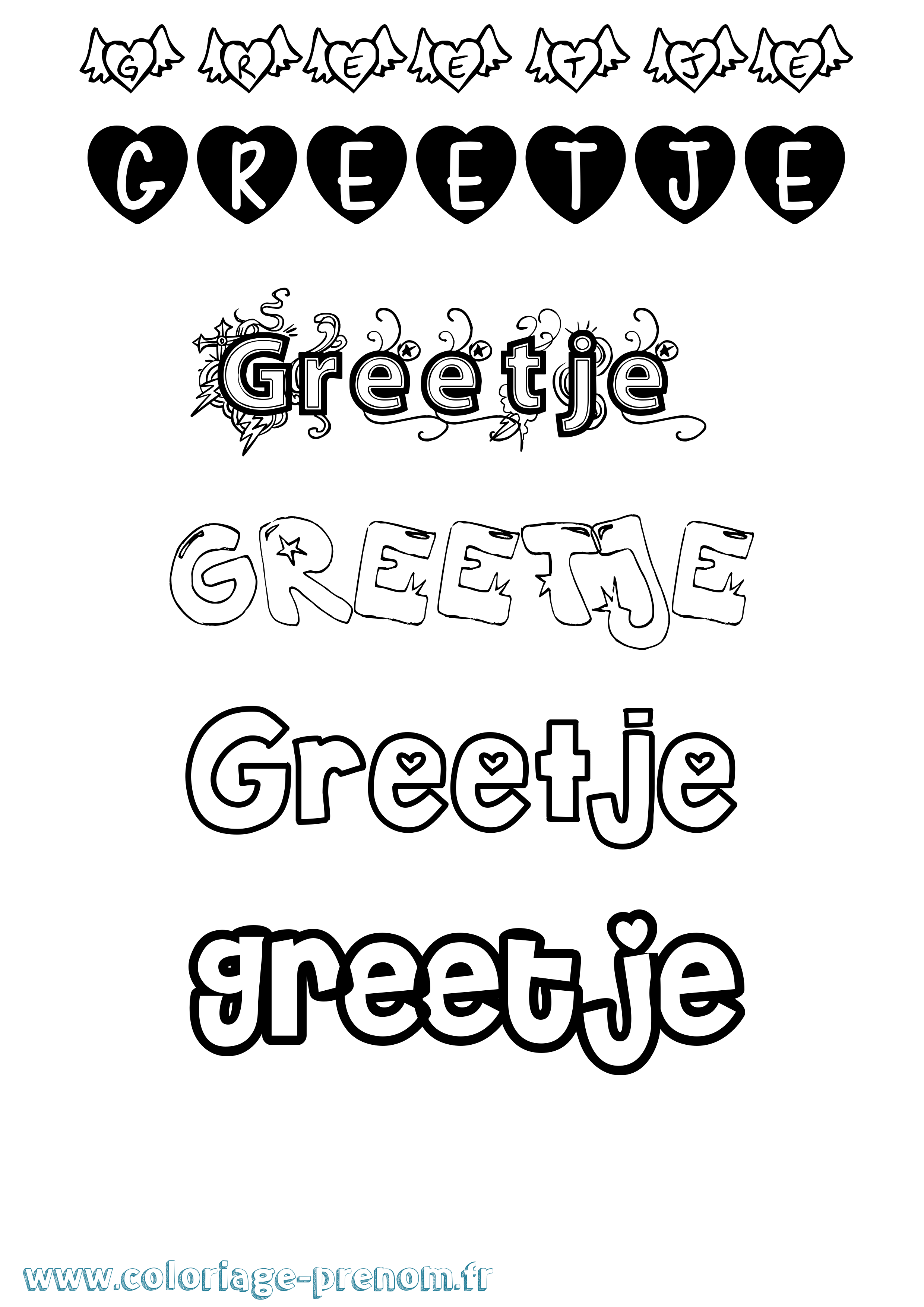 Coloriage Greetje Girly Coloriage prénom Greetje Girly