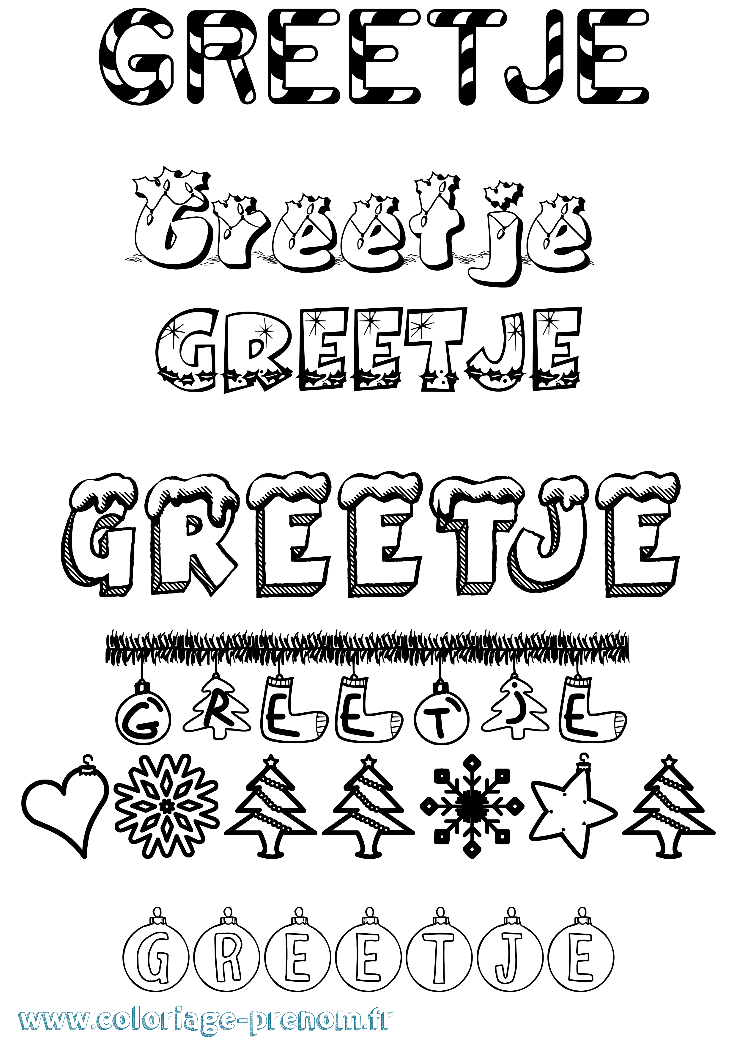 Coloriage Greetje Noël Coloriage prénom Greetje Noël