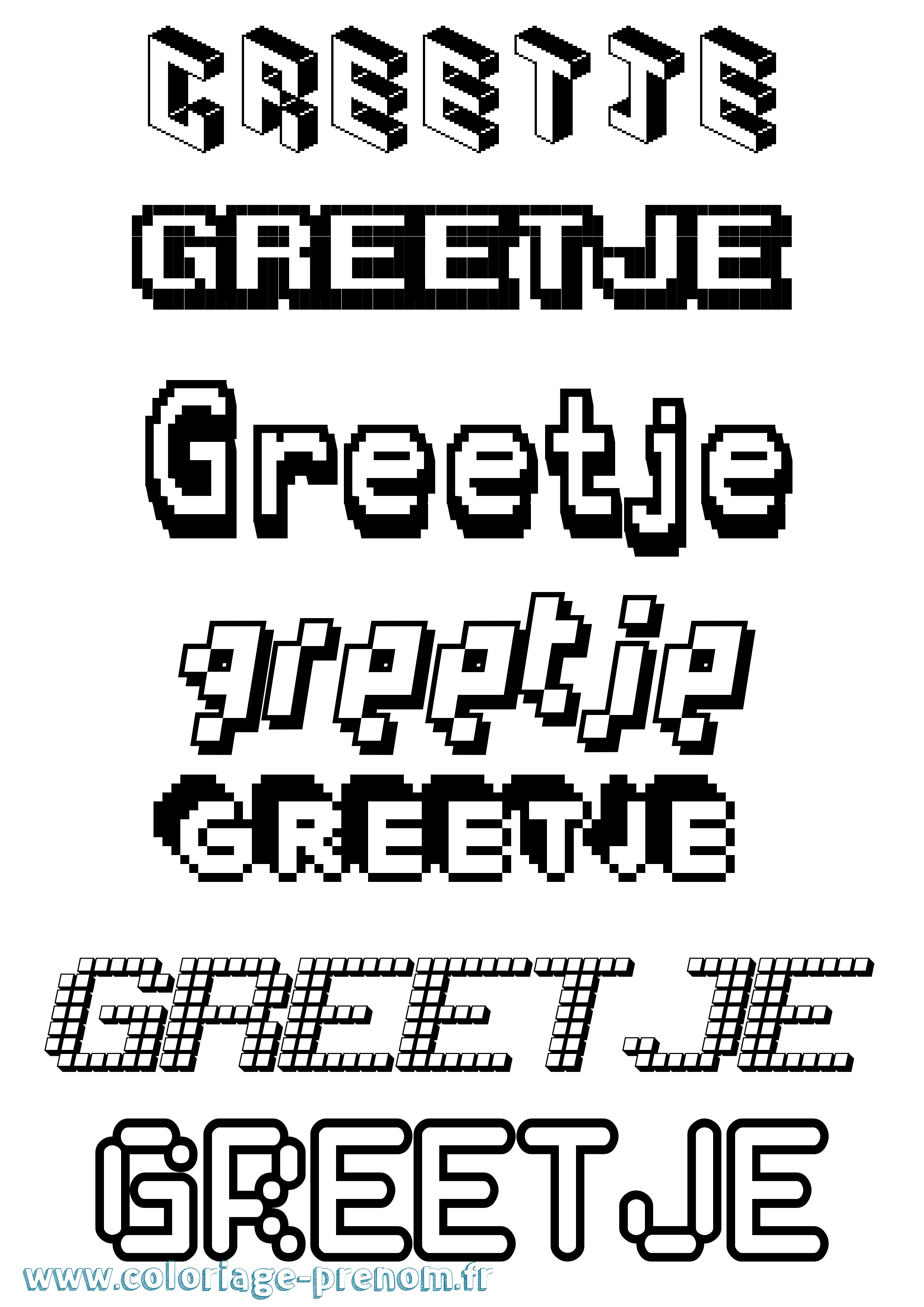 Coloriage Greetje Pixel Coloriage prénom Greetje Pixel