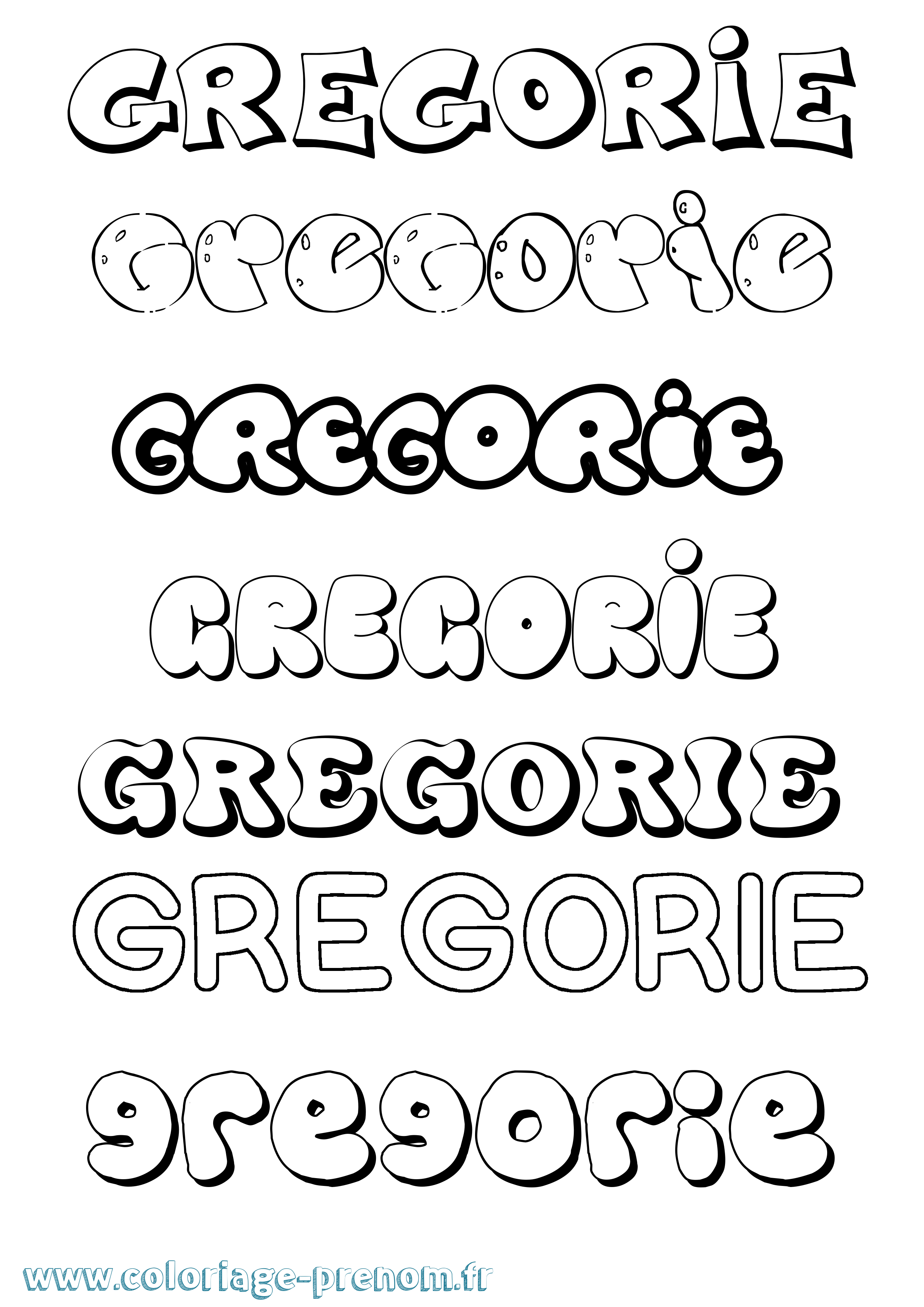 Coloriage Gregorie Bubble Coloriage prénom Gregorie Bubble