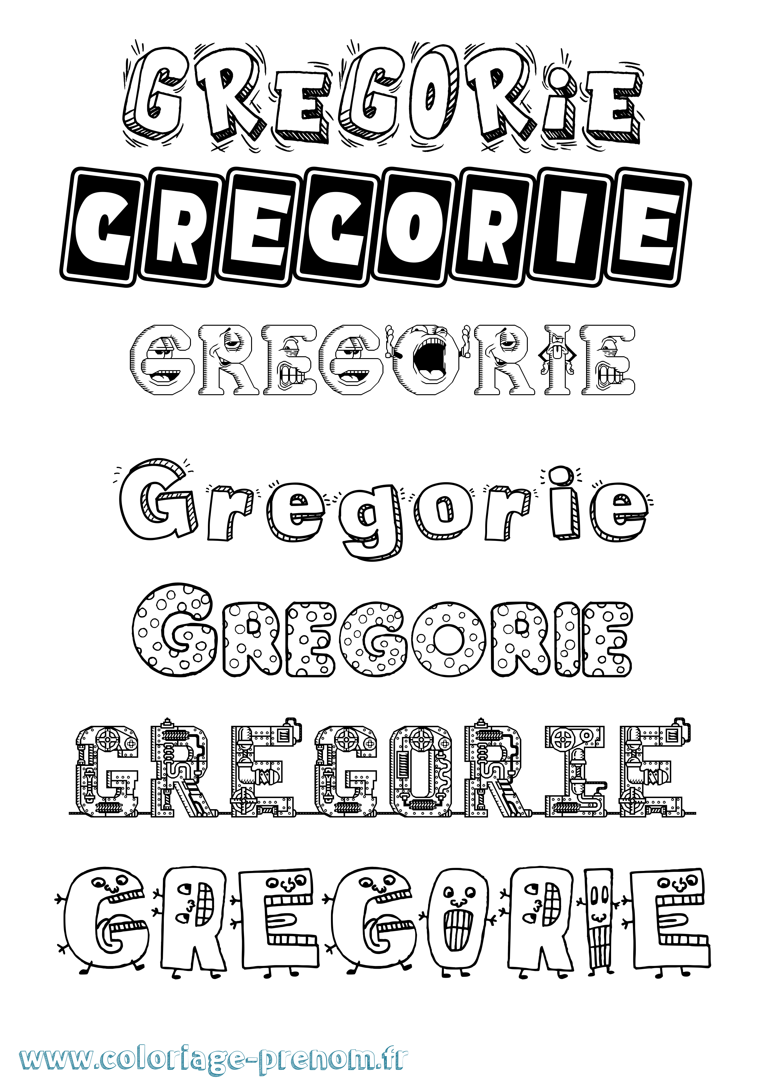 Coloriage Gregorie Fun Coloriage prénom Gregorie Fun