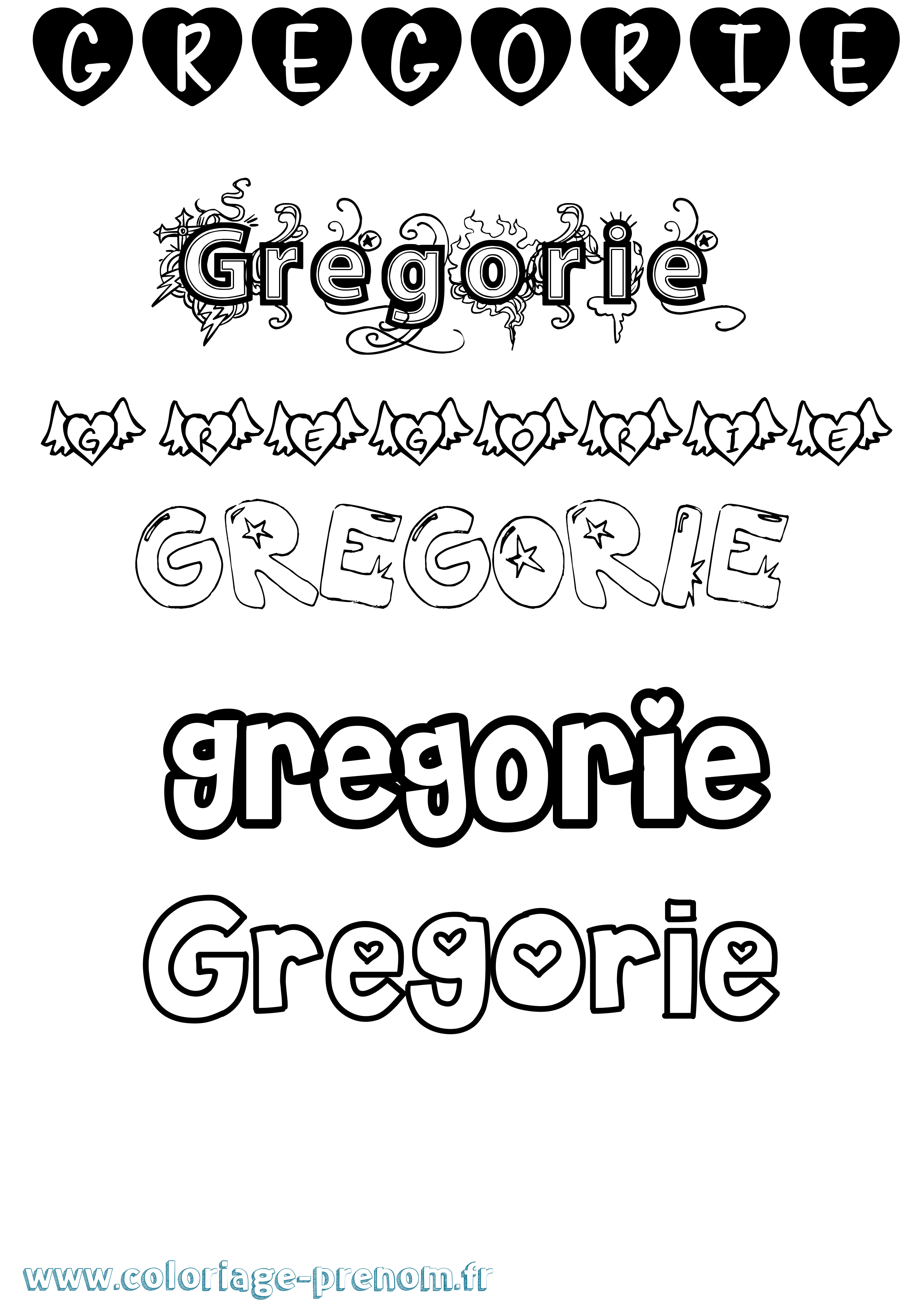 Coloriage Gregorie Girly Coloriage prénom Gregorie Girly
