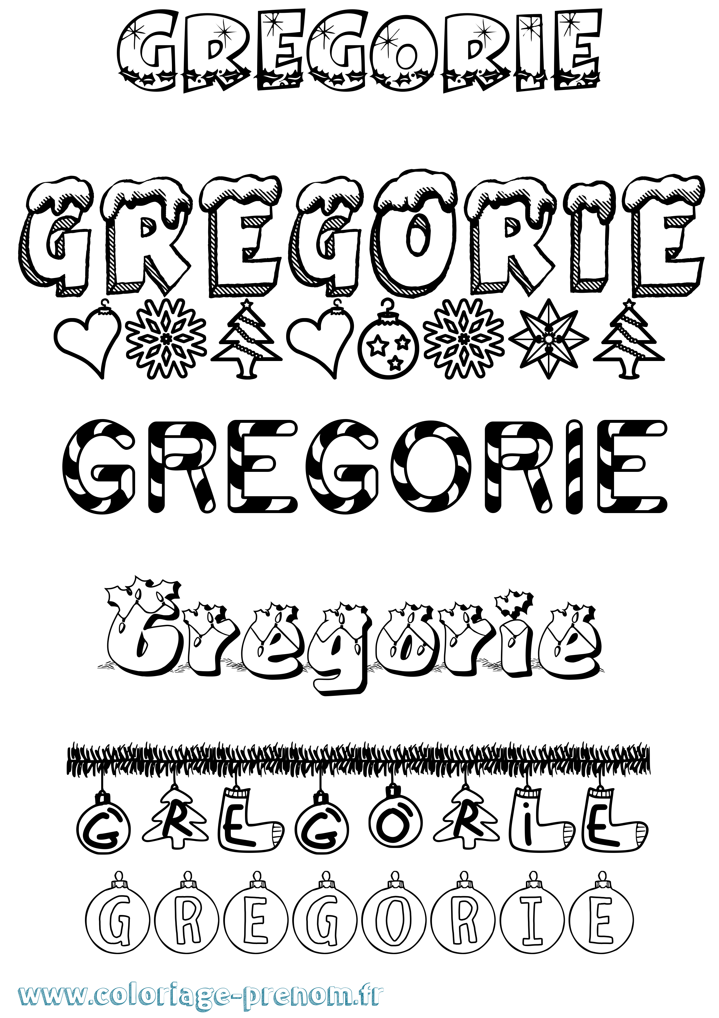 Coloriage Gregorie Noël Coloriage prénom Gregorie Noël