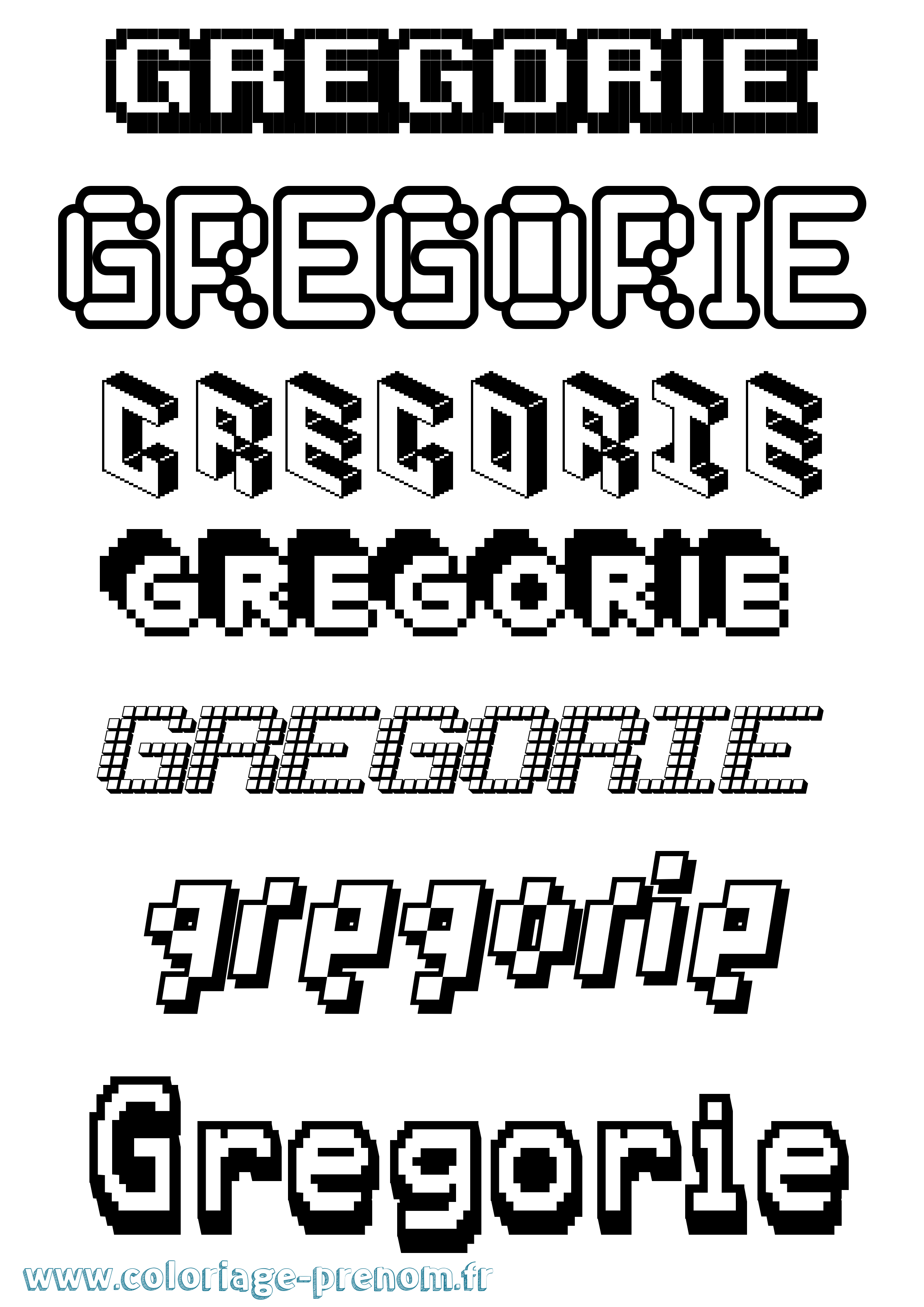 Coloriage Gregorie Pixel Coloriage prénom Gregorie Pixel