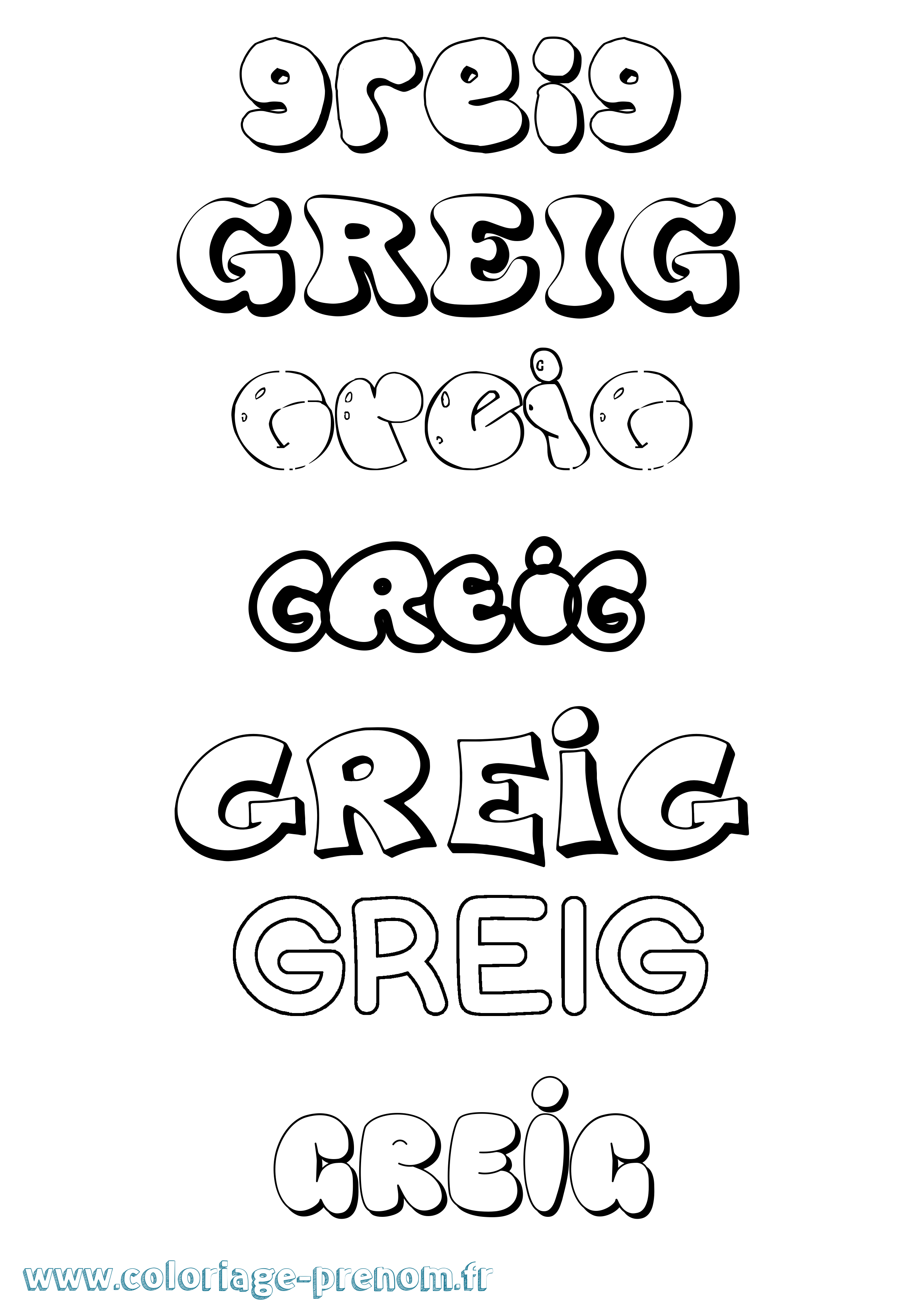 Coloriage Greig Bubble Coloriage prénom Greig Bubble