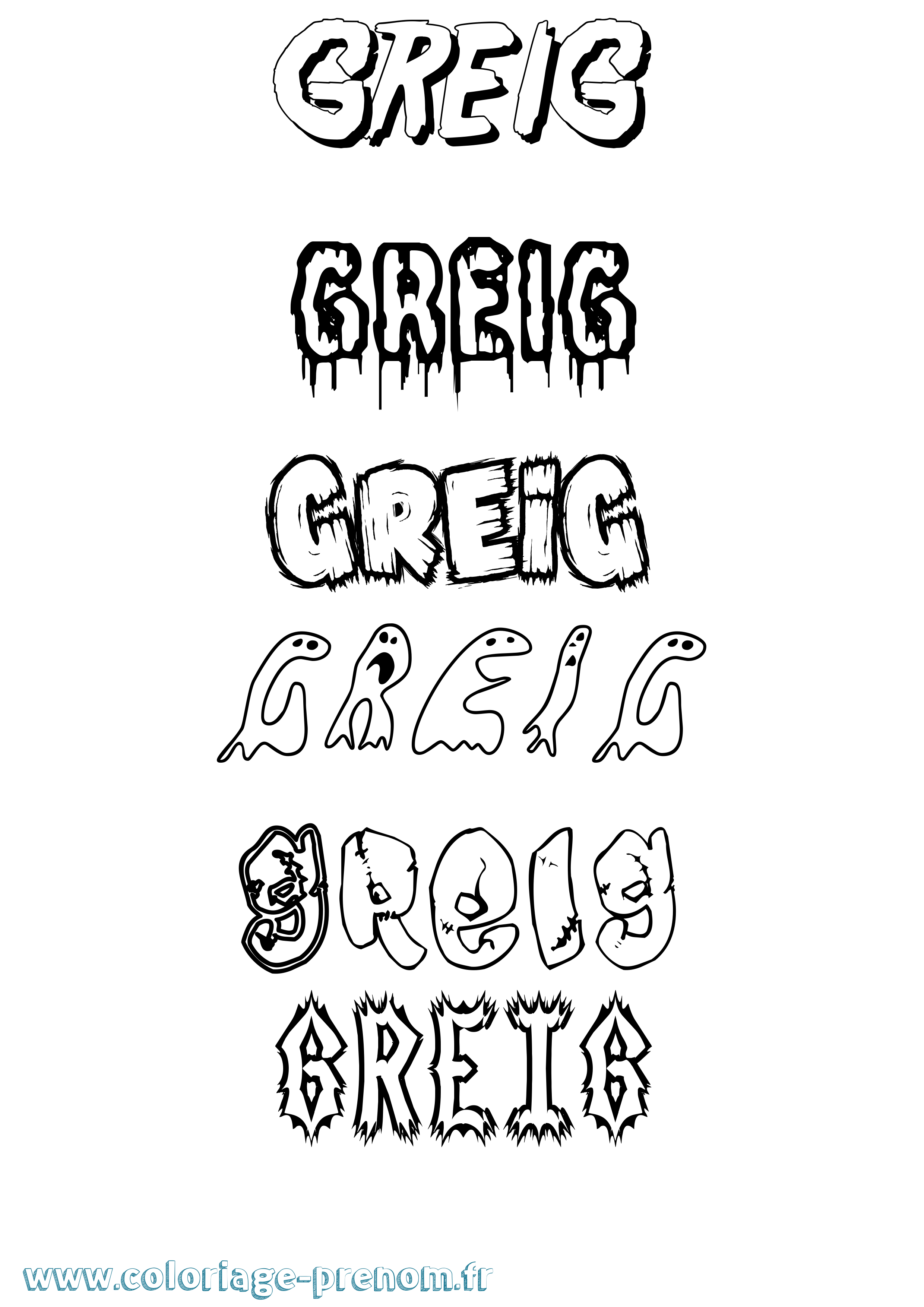 Coloriage Greig Frisson Coloriage prénom Greig Frisson