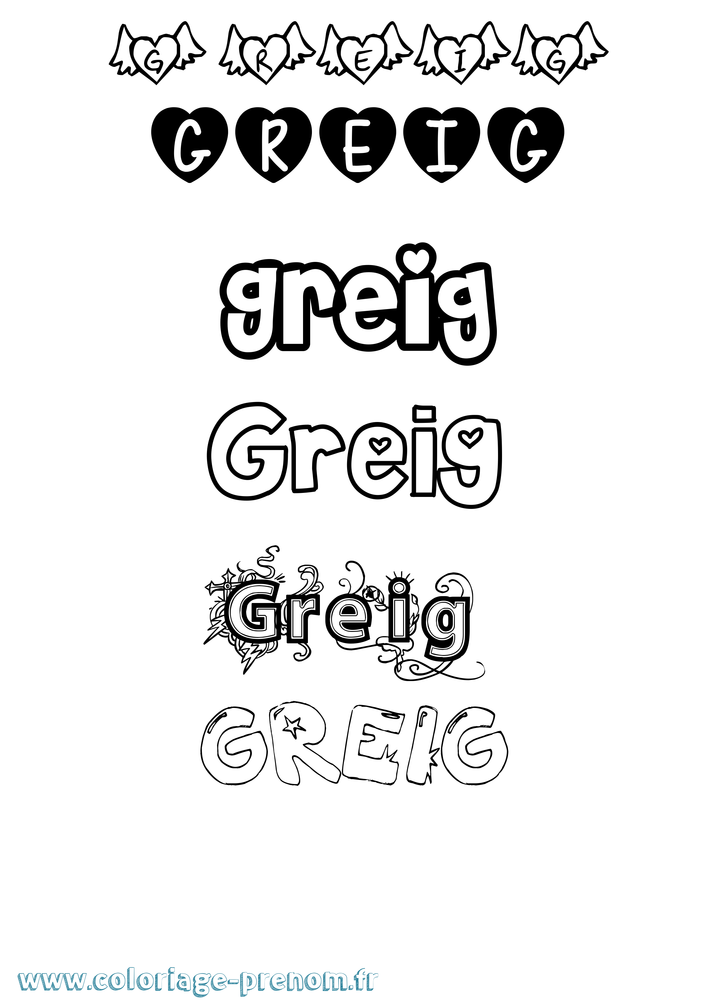 Coloriage Greig Girly Coloriage prénom Greig Girly